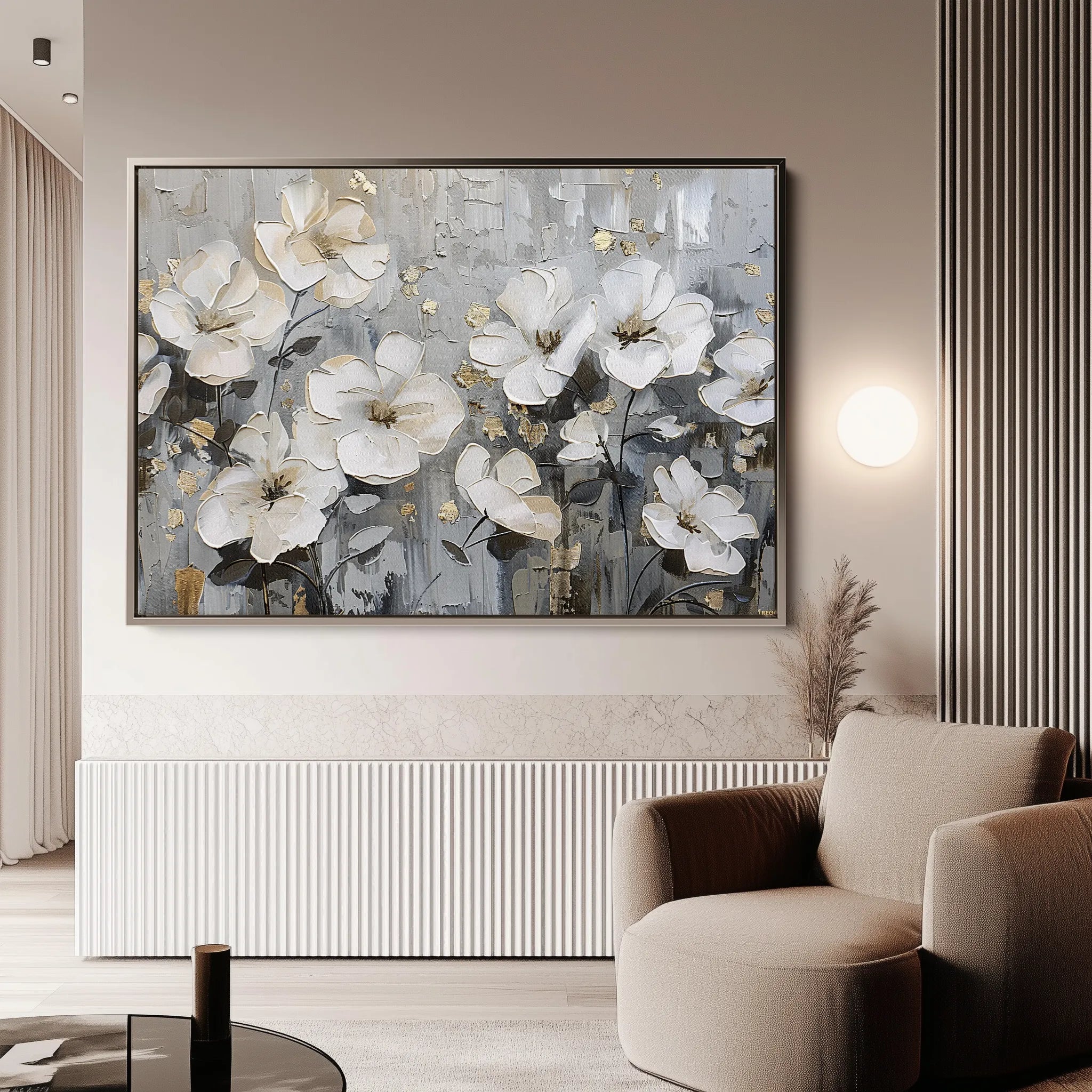 Floral 869 Canvas Art 60 x 40 cm / Black