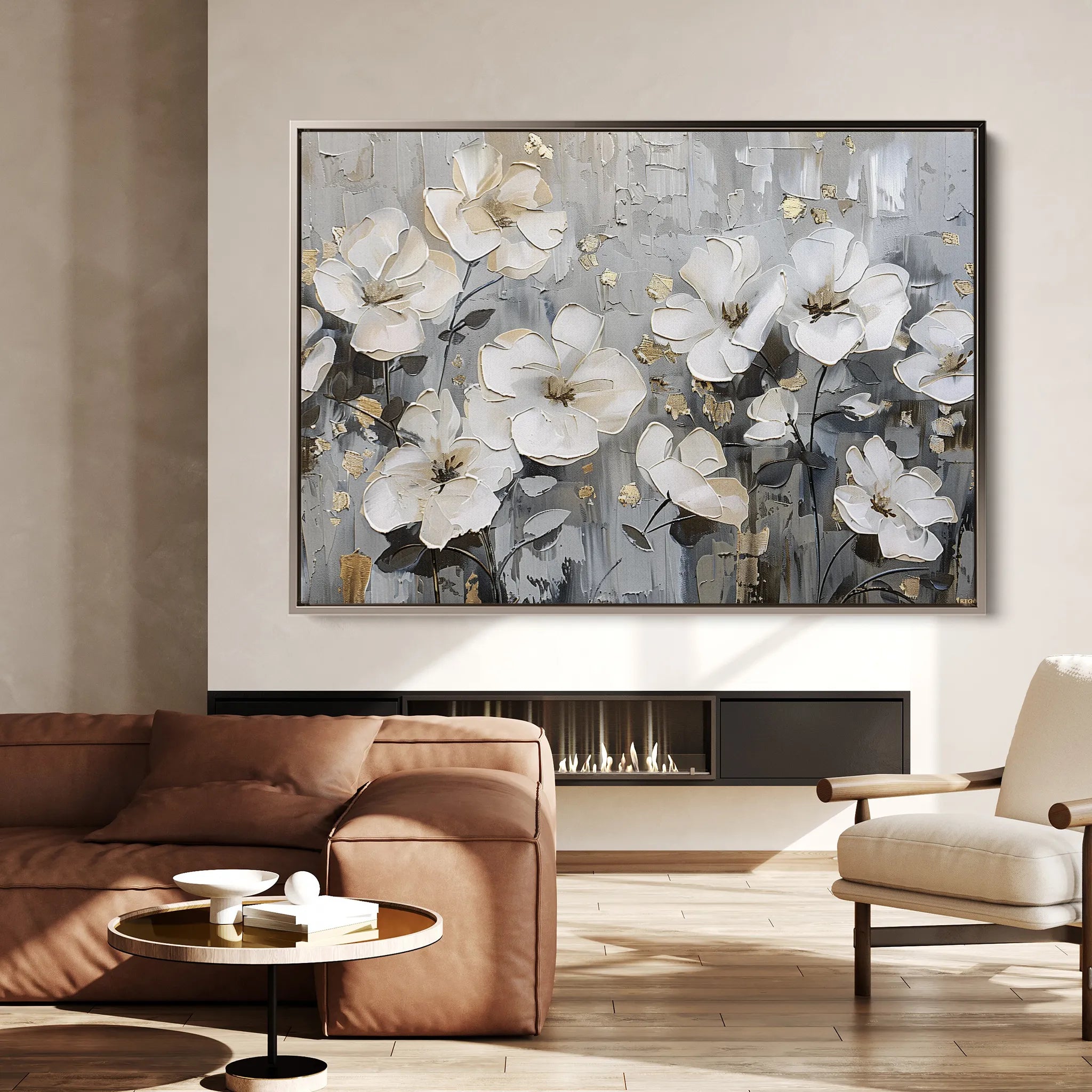Floral 869 Canvas Art 60 x 40 cm / Black
