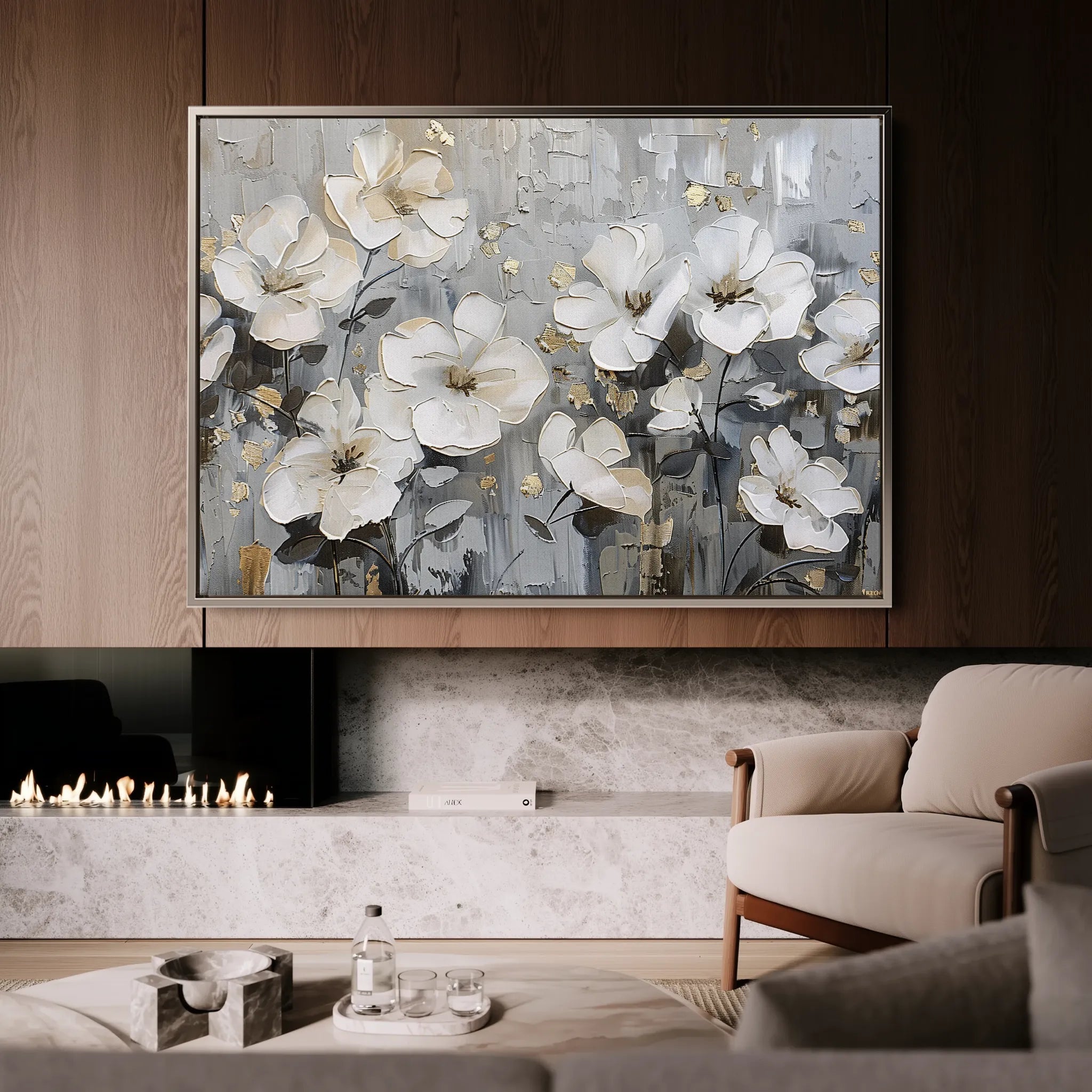 Floral 869 Canvas Art 60 x 40 cm / Black