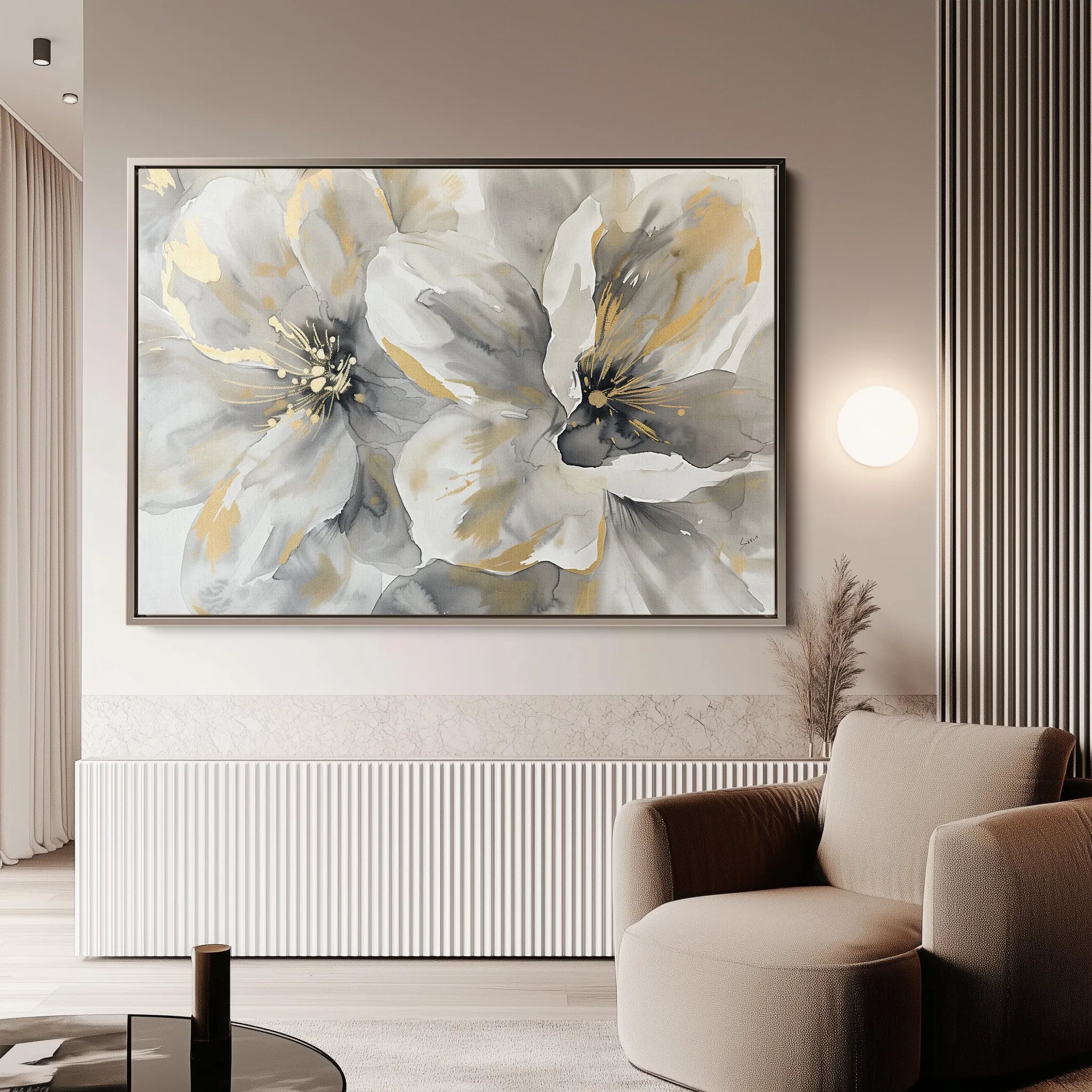 Floral 872 Canvas Art 60 x 40 cm / Black