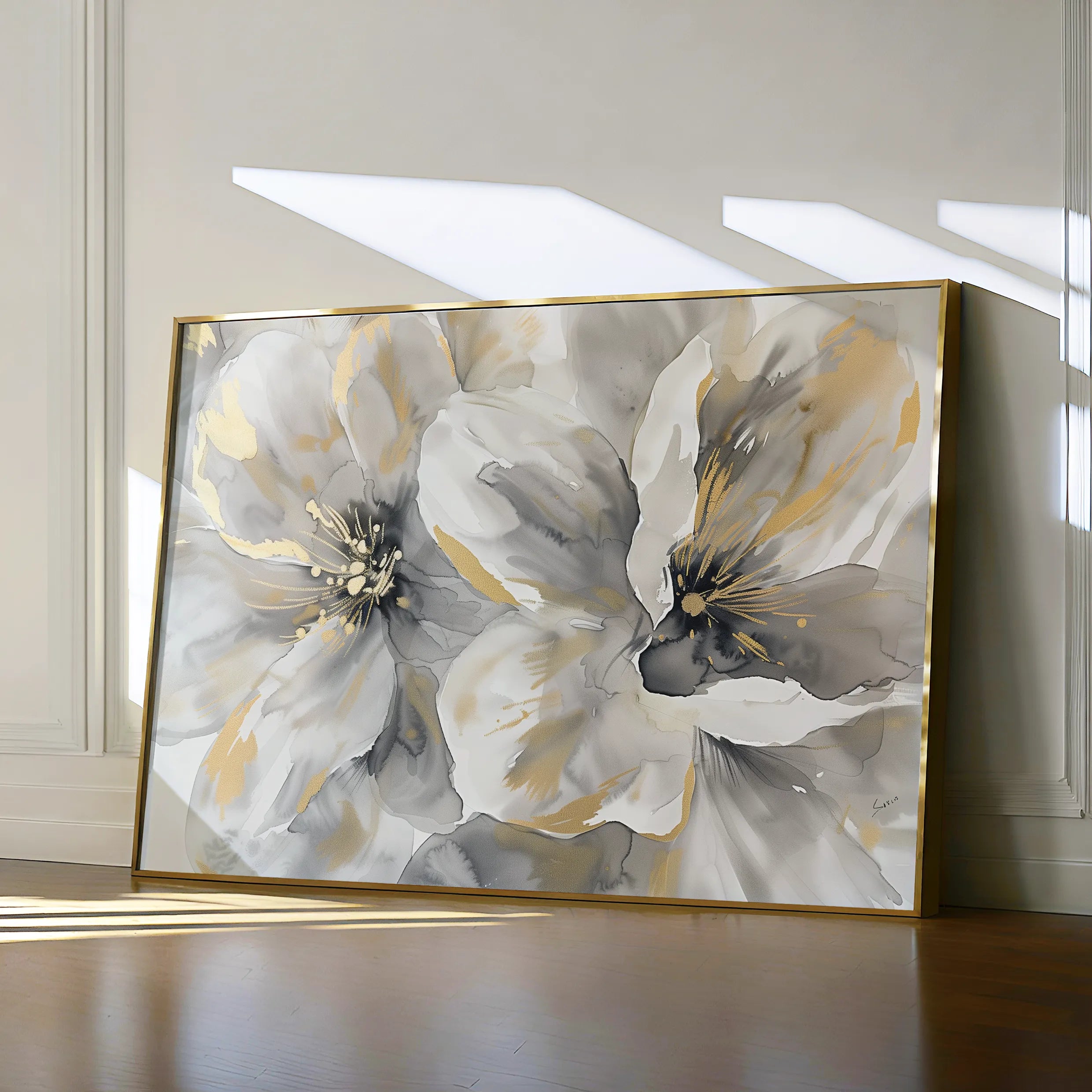 Floral 872 Canvas Art 60 x 40 cm / Black