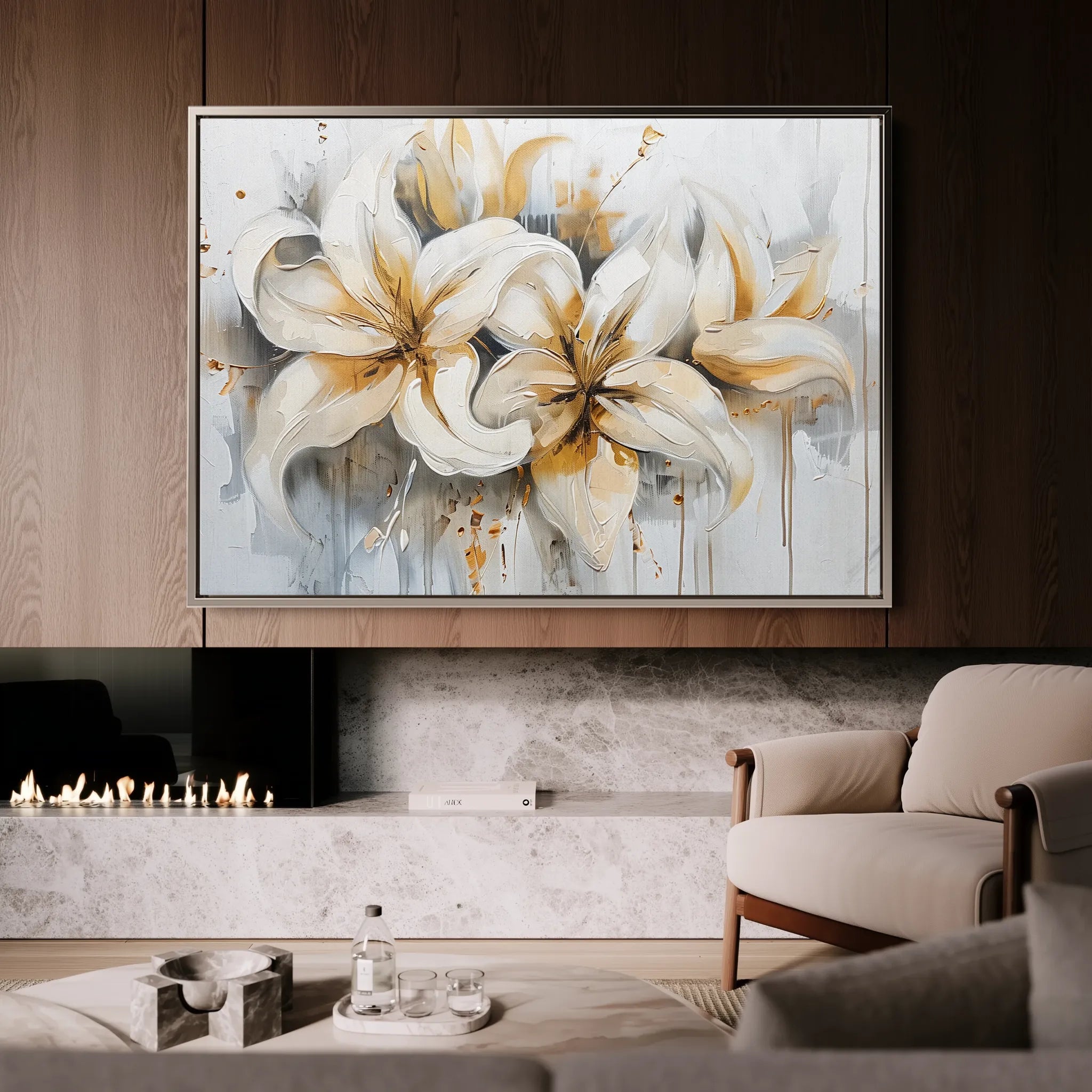 Floral 873 Canvas Art 60 x 40 cm / Black
