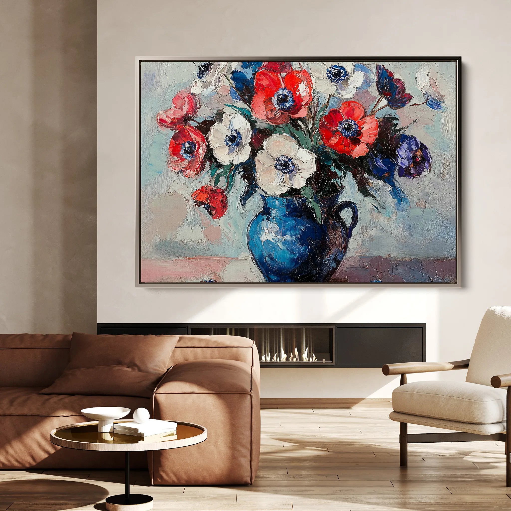 Floral 874 Canvas Art 60 x 40 cm / Black