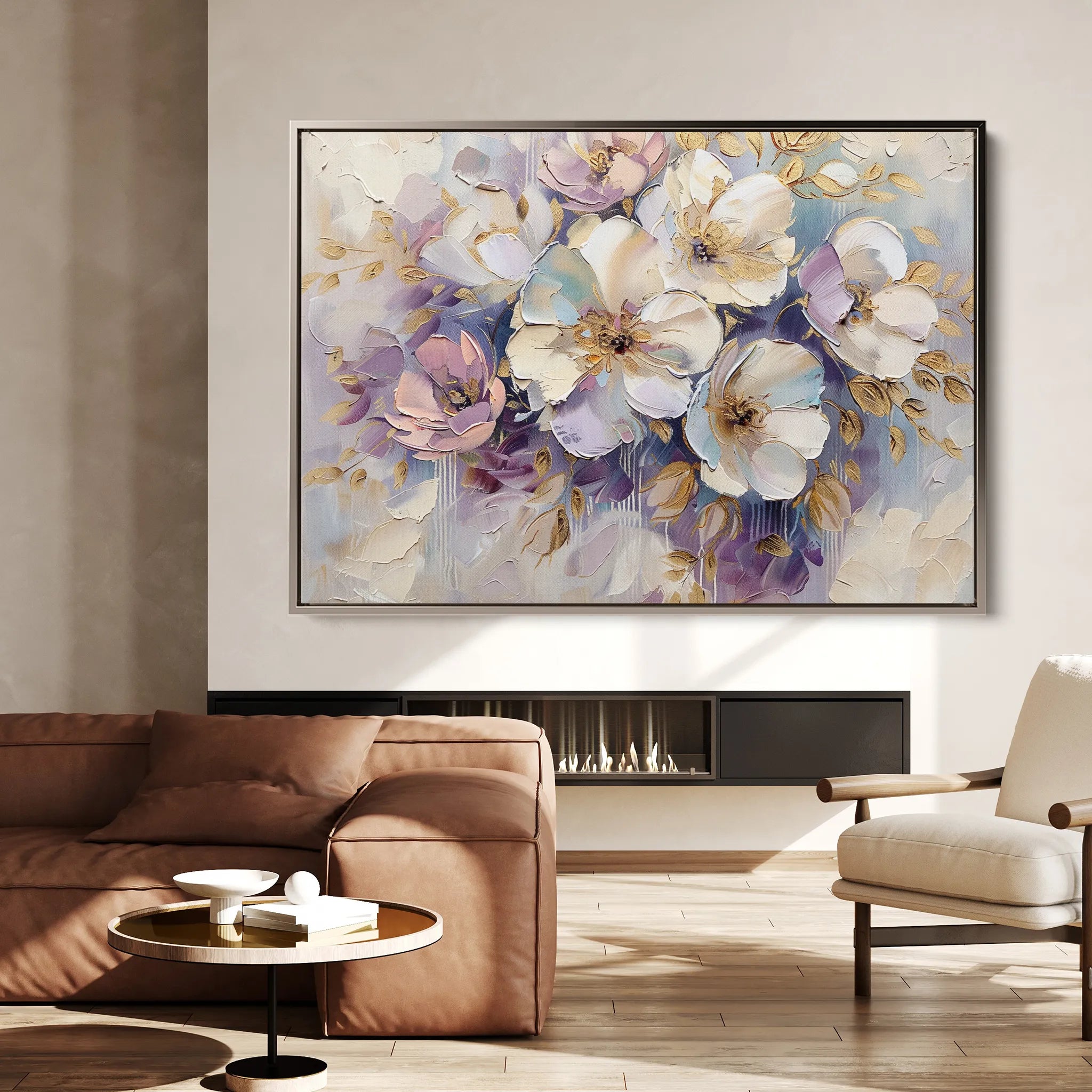 Floral 884 Canvas Art 60 x 40 cm / Black