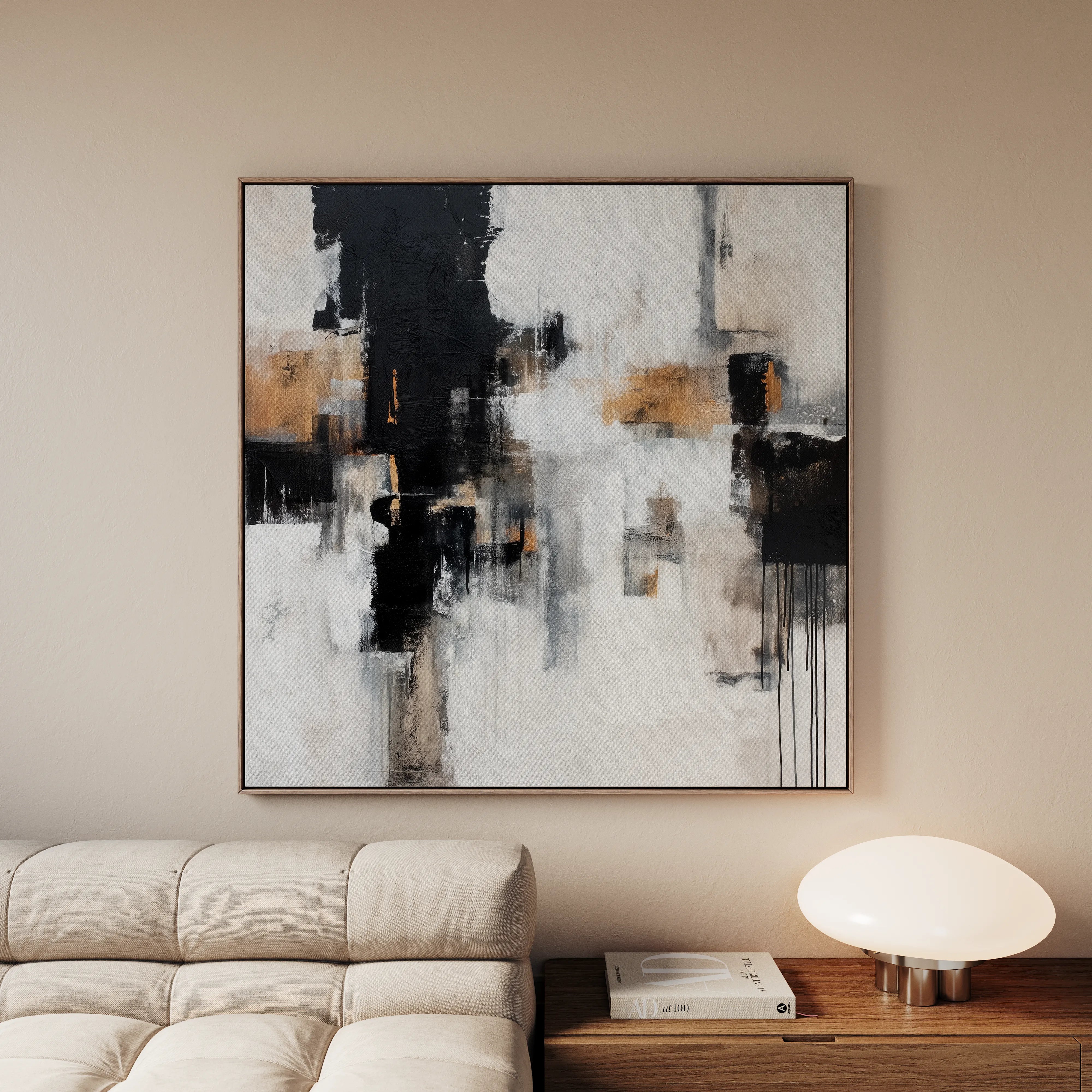 Abstract 887 Canvas Art 60 x 60 cm / Black