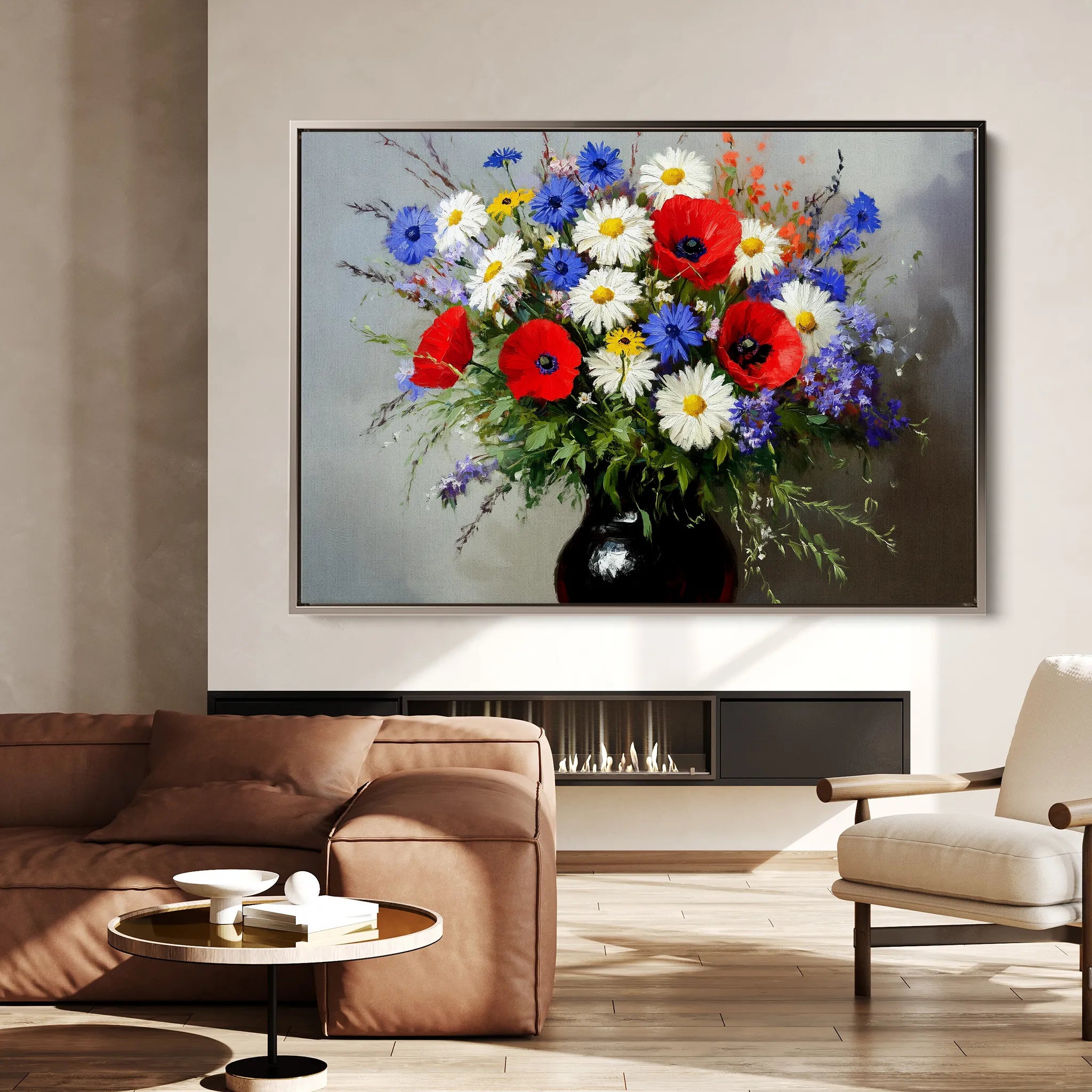 Floral 893 Canvas Art 60 x 40 cm / Black