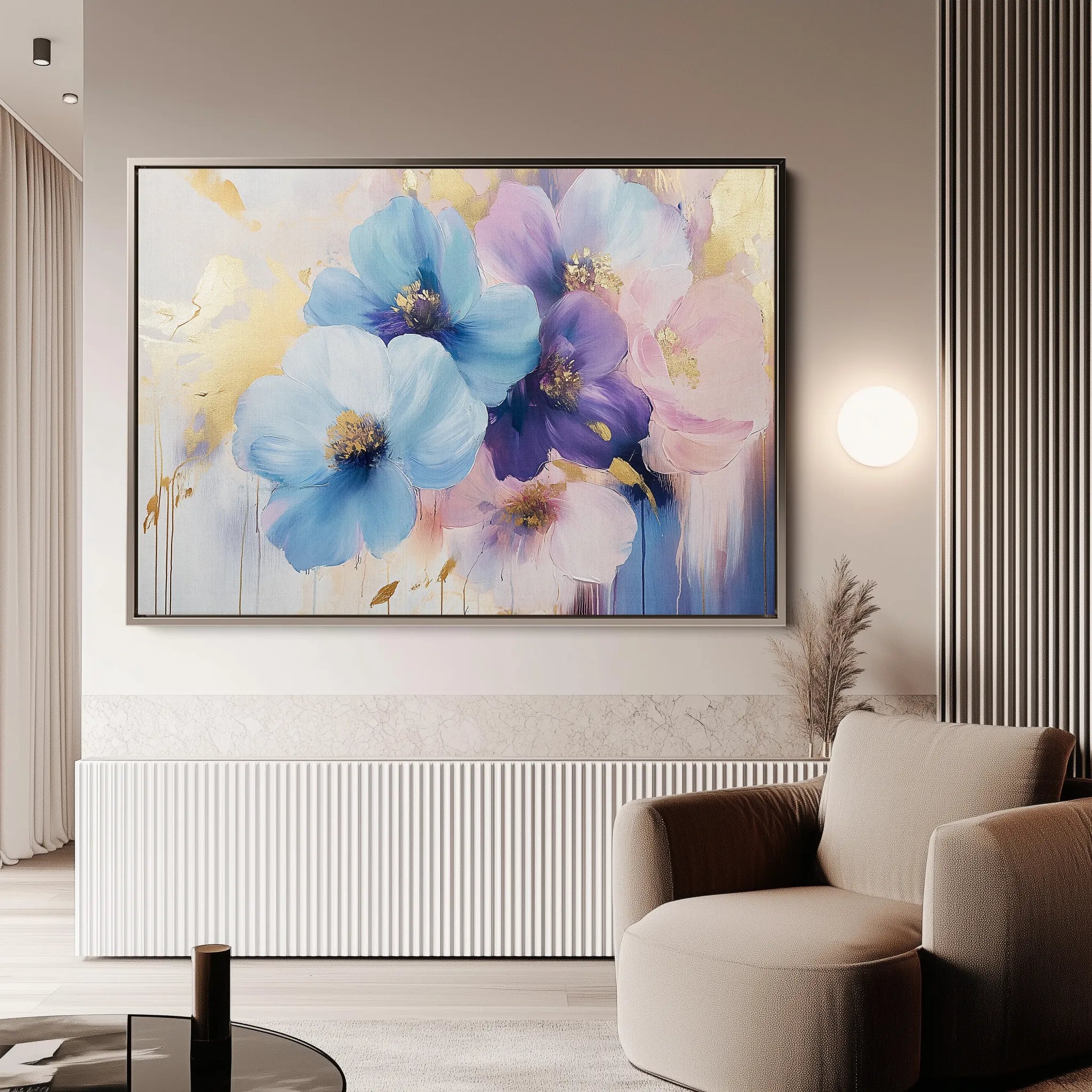 Floral 894 Canvas Art 60 x 40 cm / Black