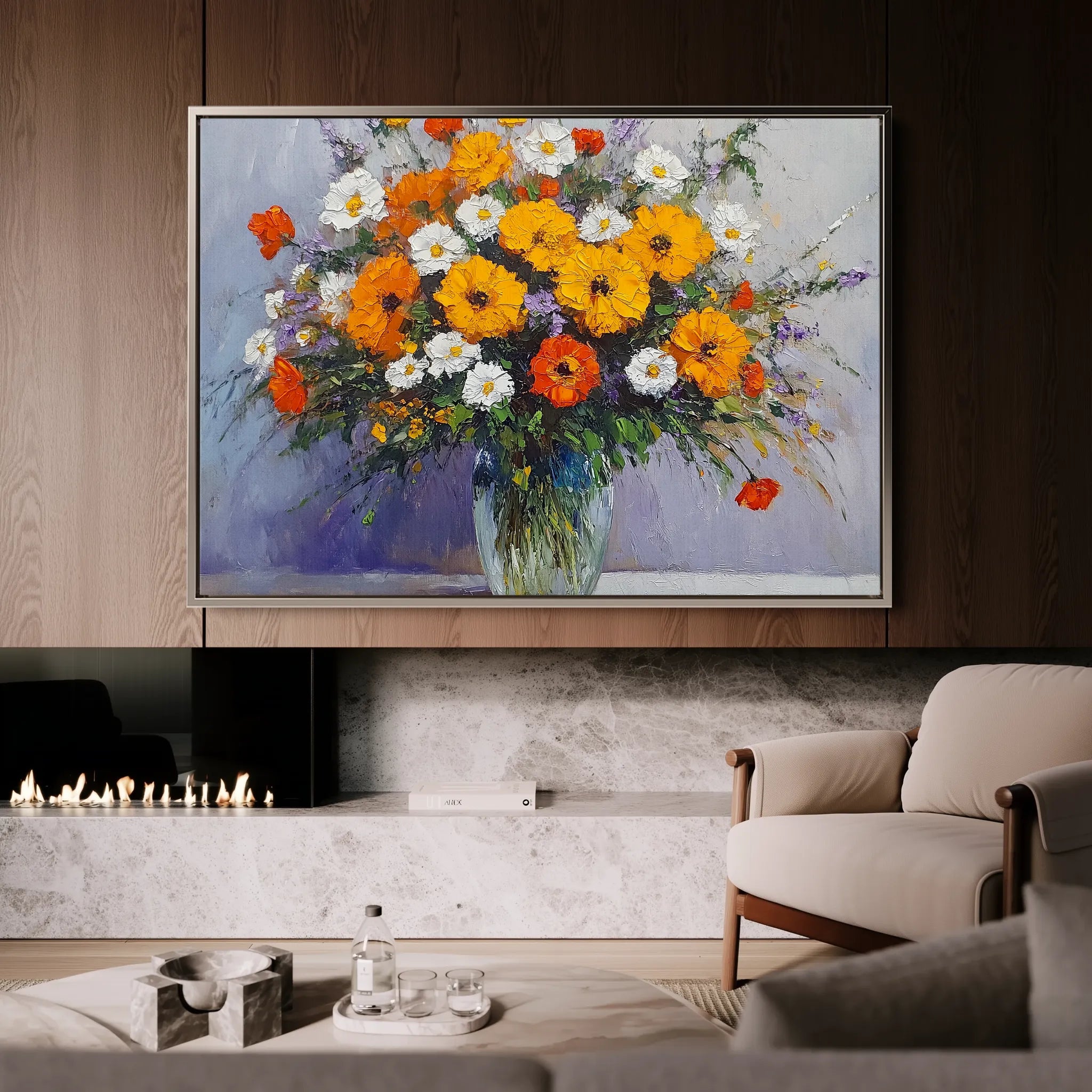 Floral 895 Canvas Art 60 x 40 cm / Black