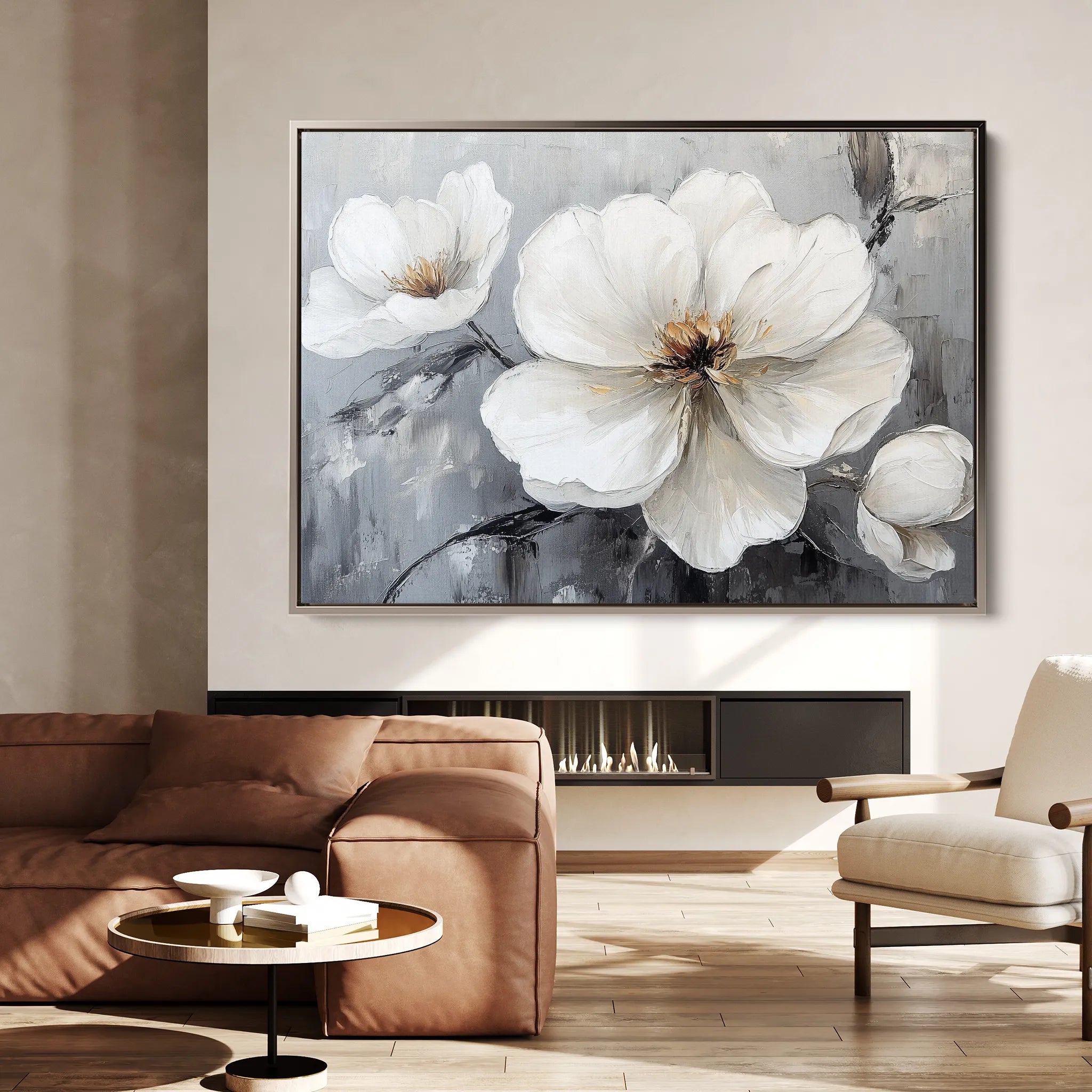 Floral 899 Canvas Art 60 x 40 cm / Black