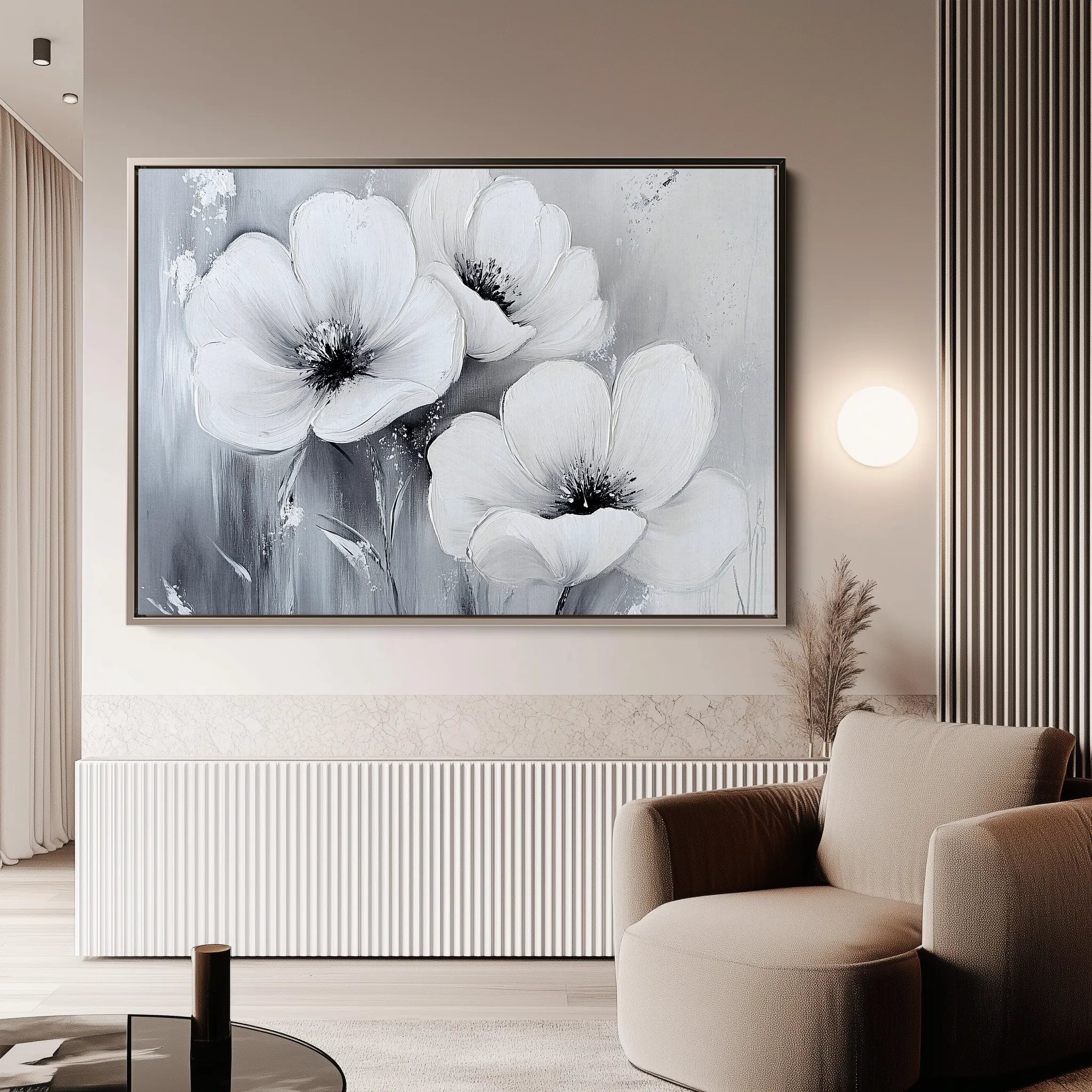 Floral 903 Canvas Art 60 x 40 cm / Black