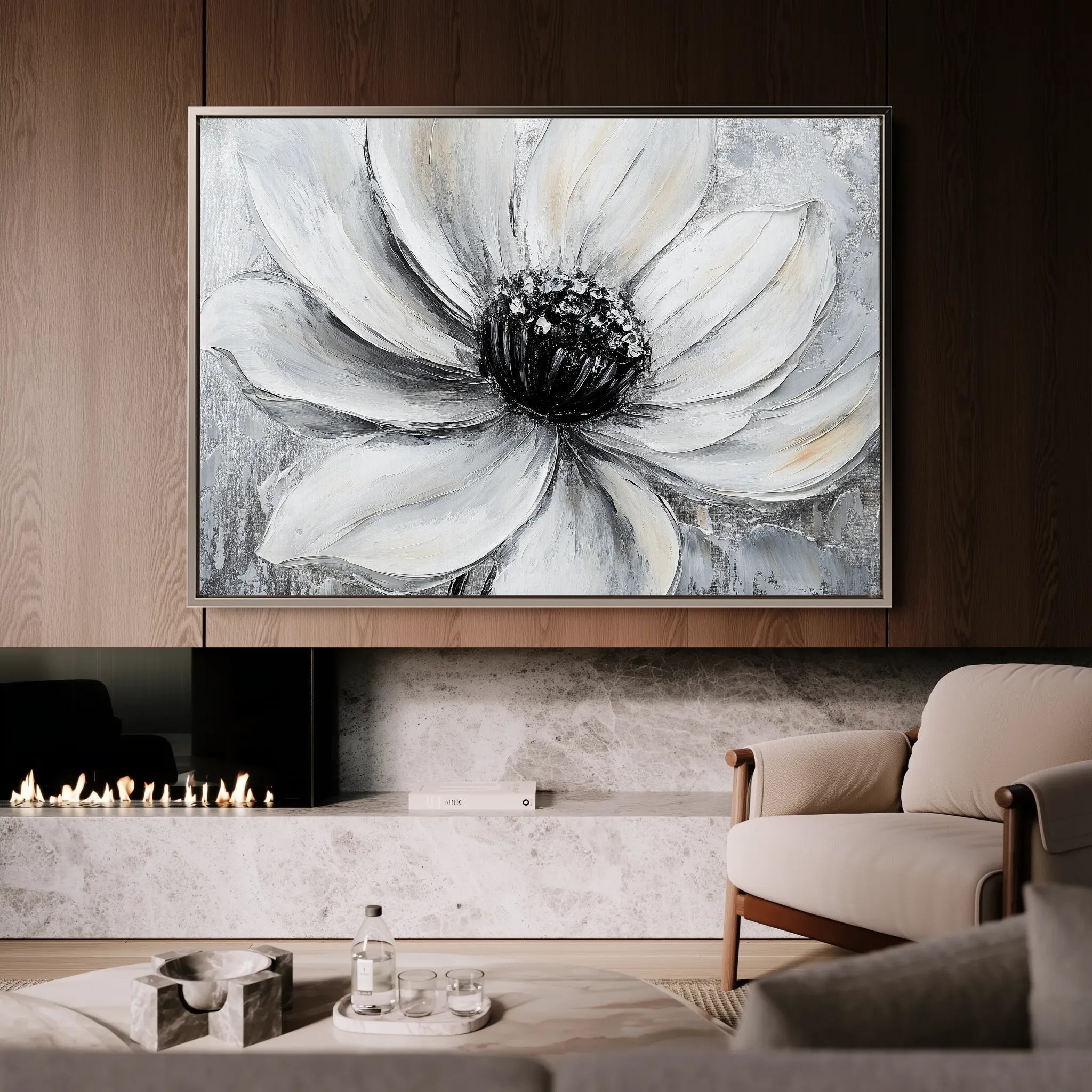 Floral 904 Canvas Art 60 x 40 cm / Black