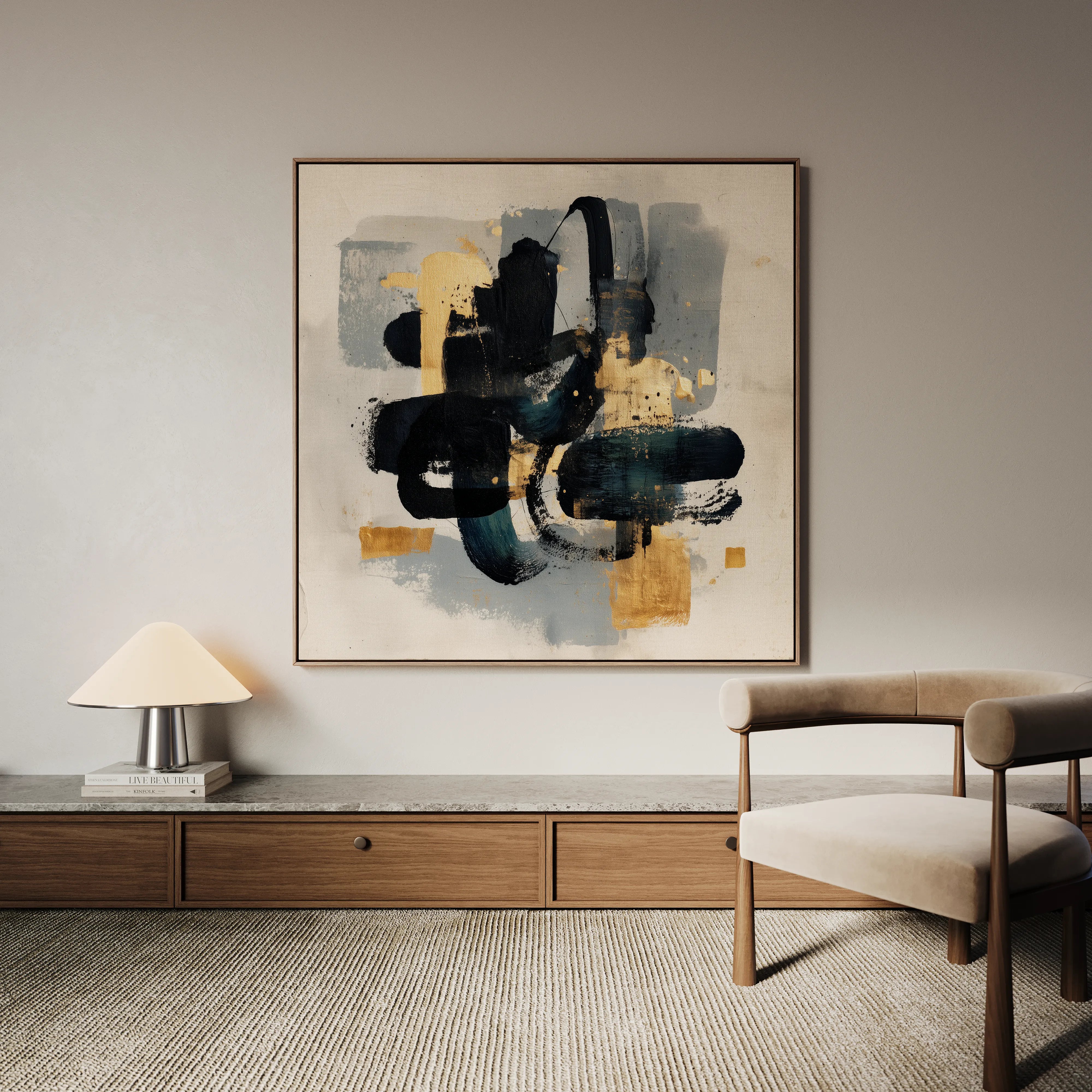 Abstract 908 Canvas Art 60 x 60 cm / Black