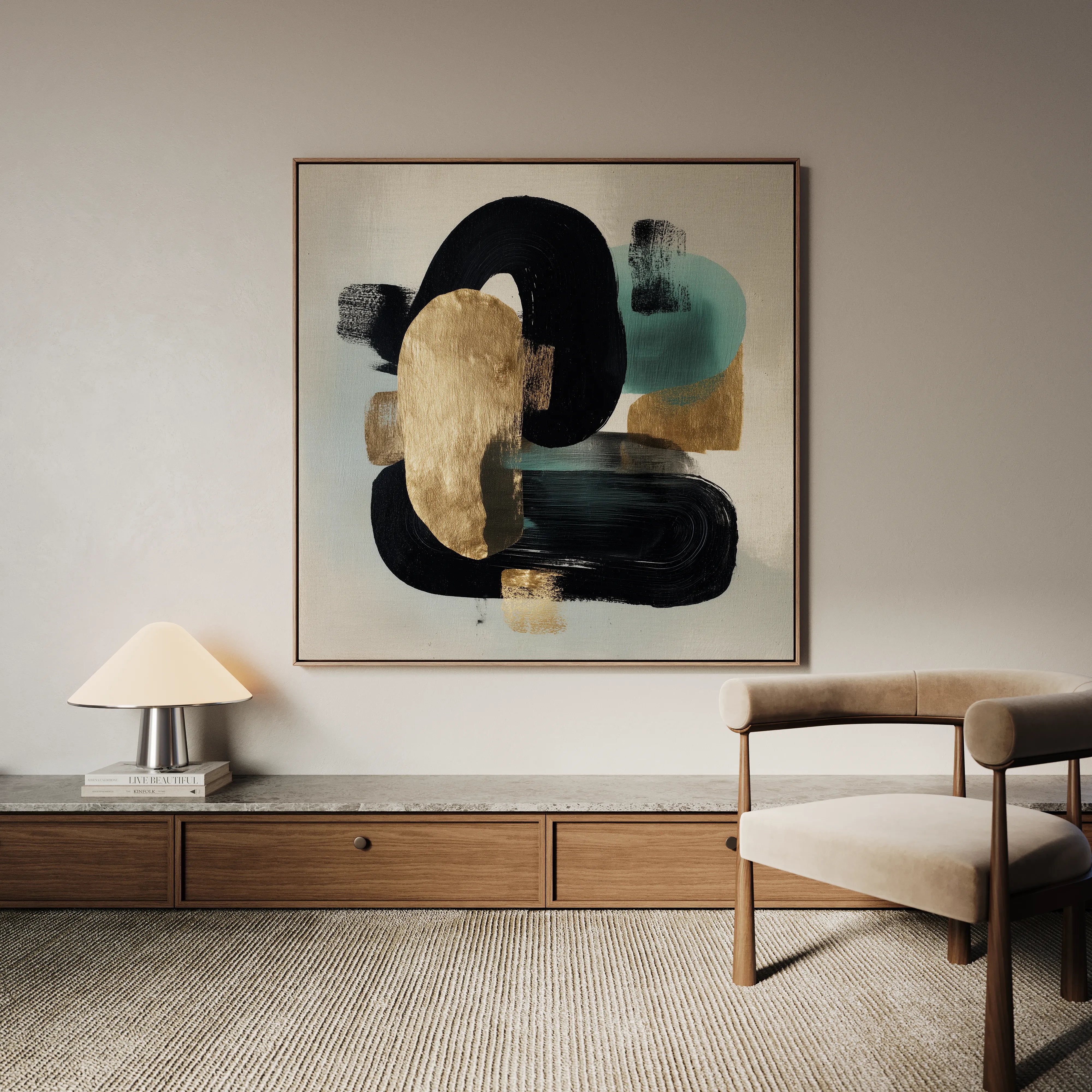 Abstract 910 Canvas Art 60 x 60 cm / Black