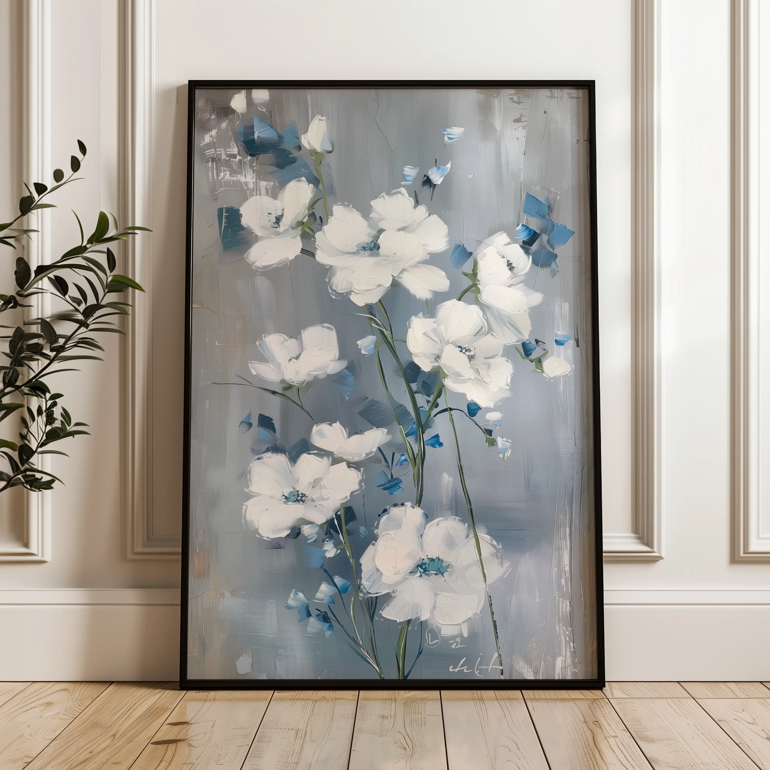 Floral 912 Canvas Art 60 x 40 cm / Black