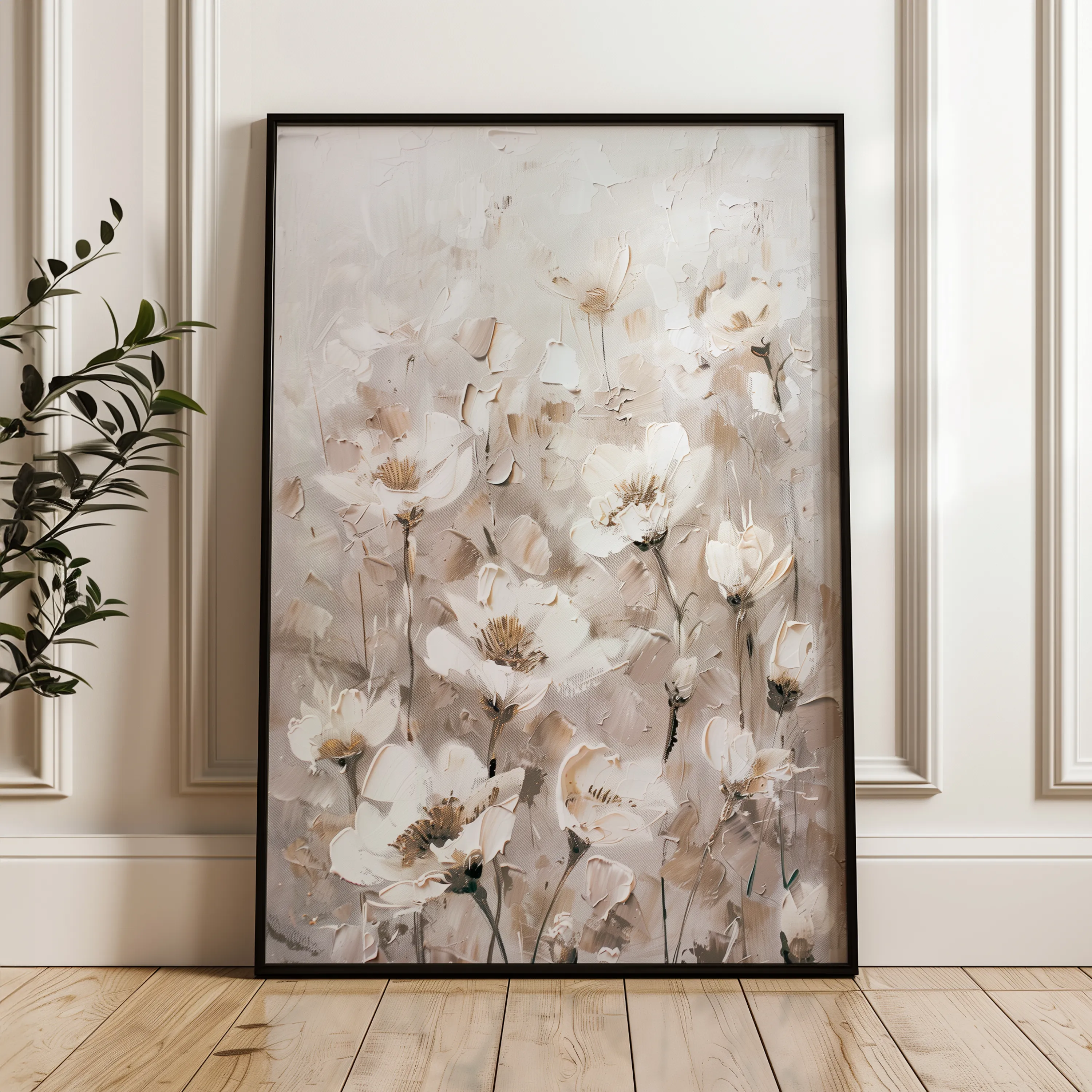 Floral 913 Canvas Art 60 x 40 cm / Black