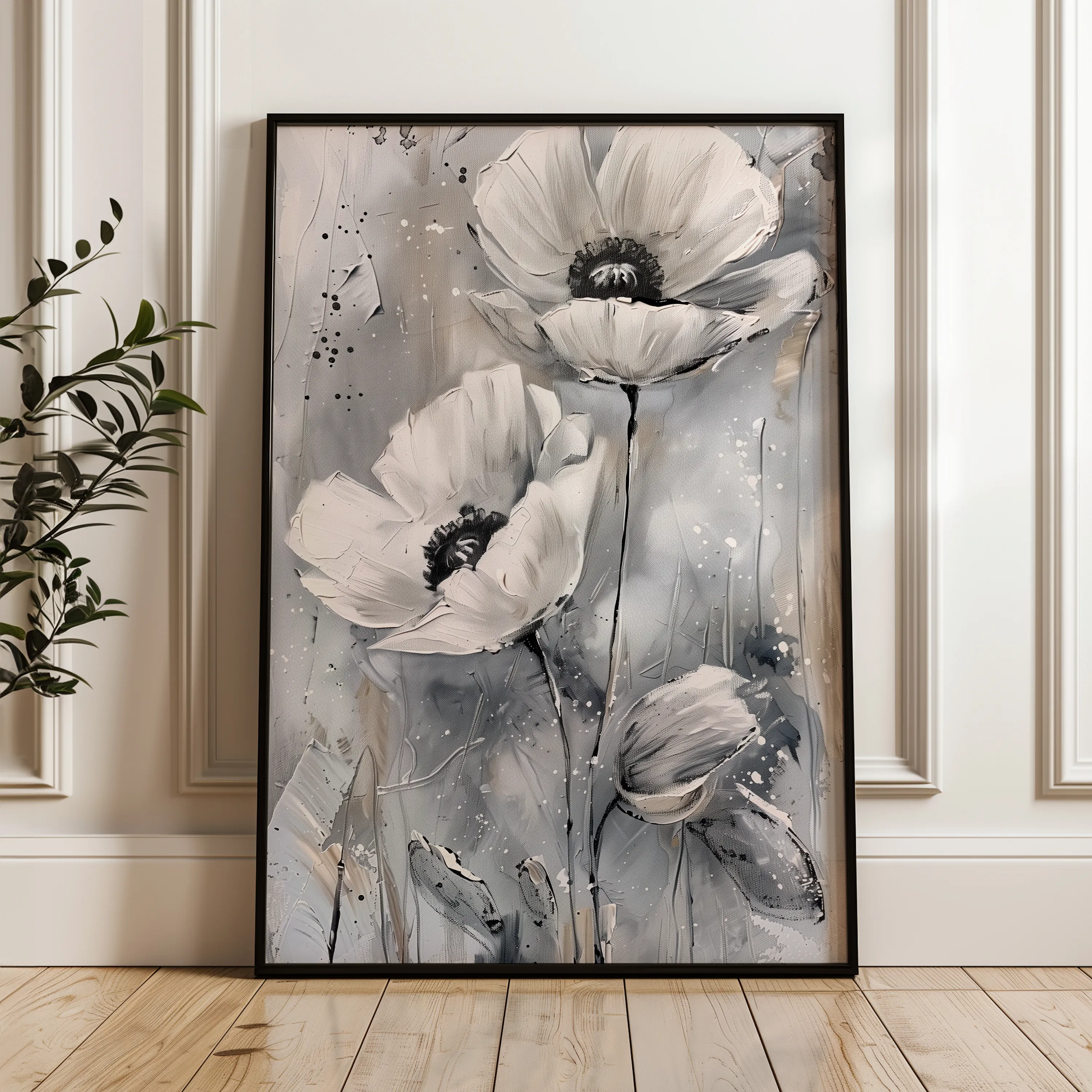 Floral 916 Canvas Art 60 x 40 cm / Black
