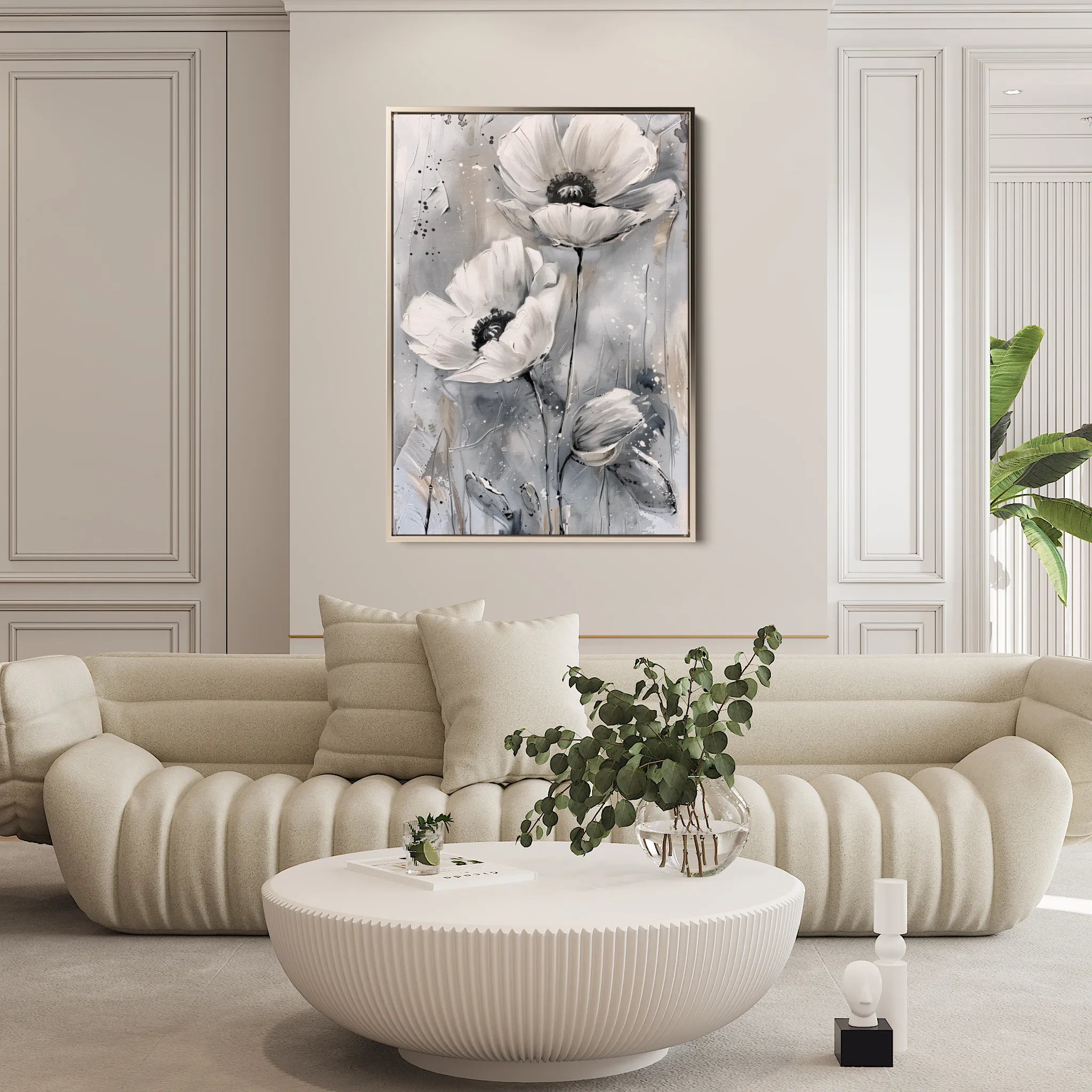 Floral 916 Canvas Art 60 x 40 cm / Black
