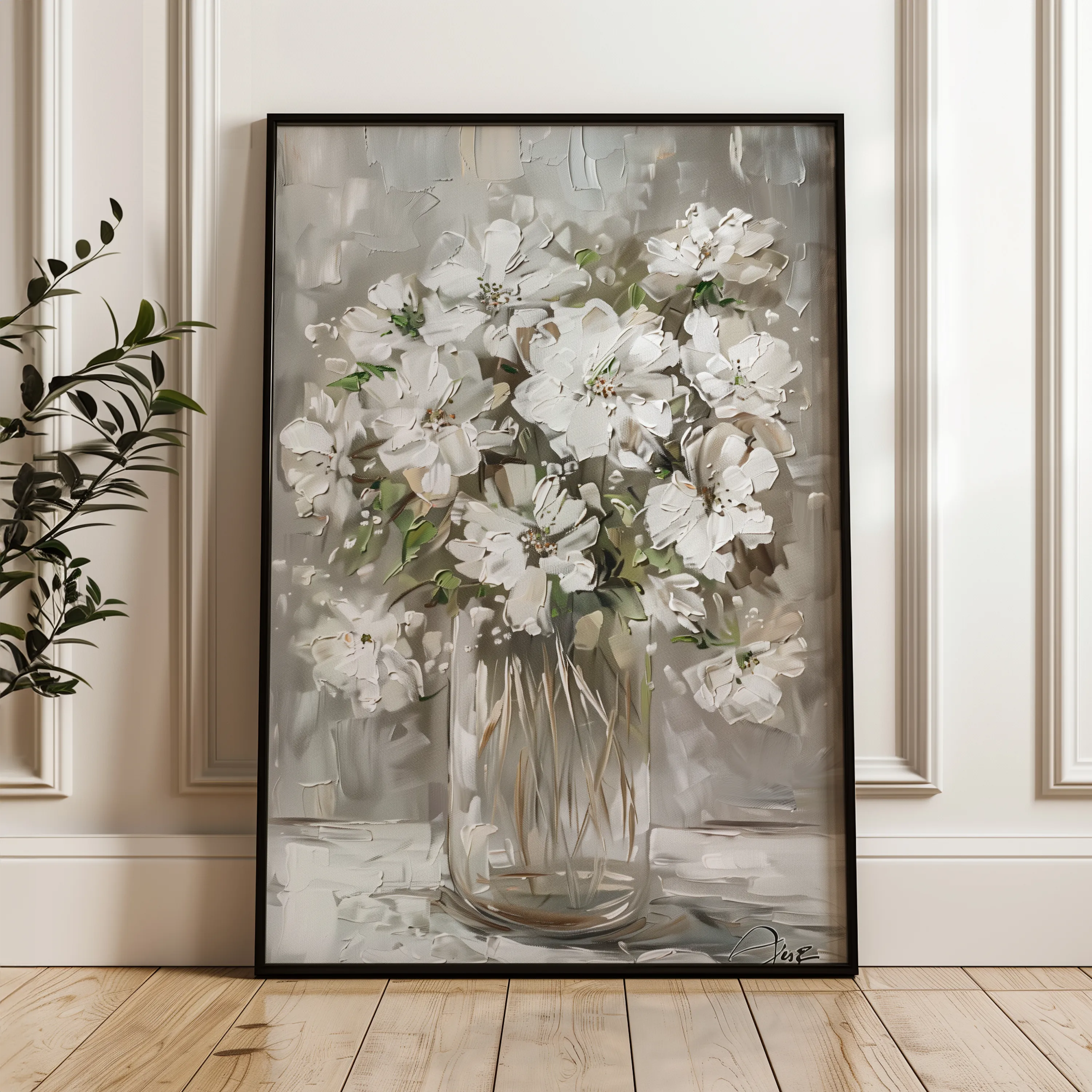 Floral 917 Canvas Art 60 x 40 cm / Black