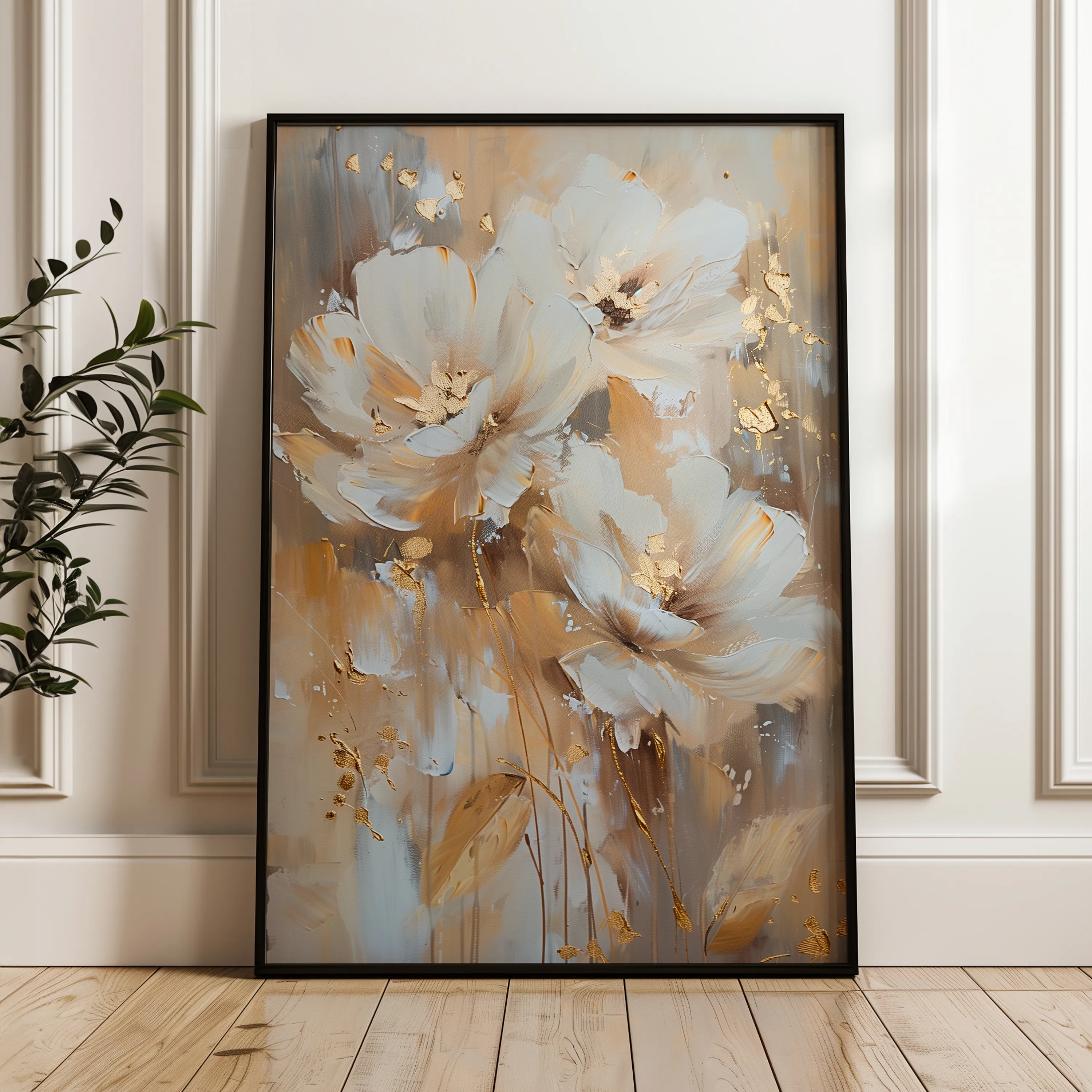 Floral 918 Canvas Art 60 x 40 cm / Black