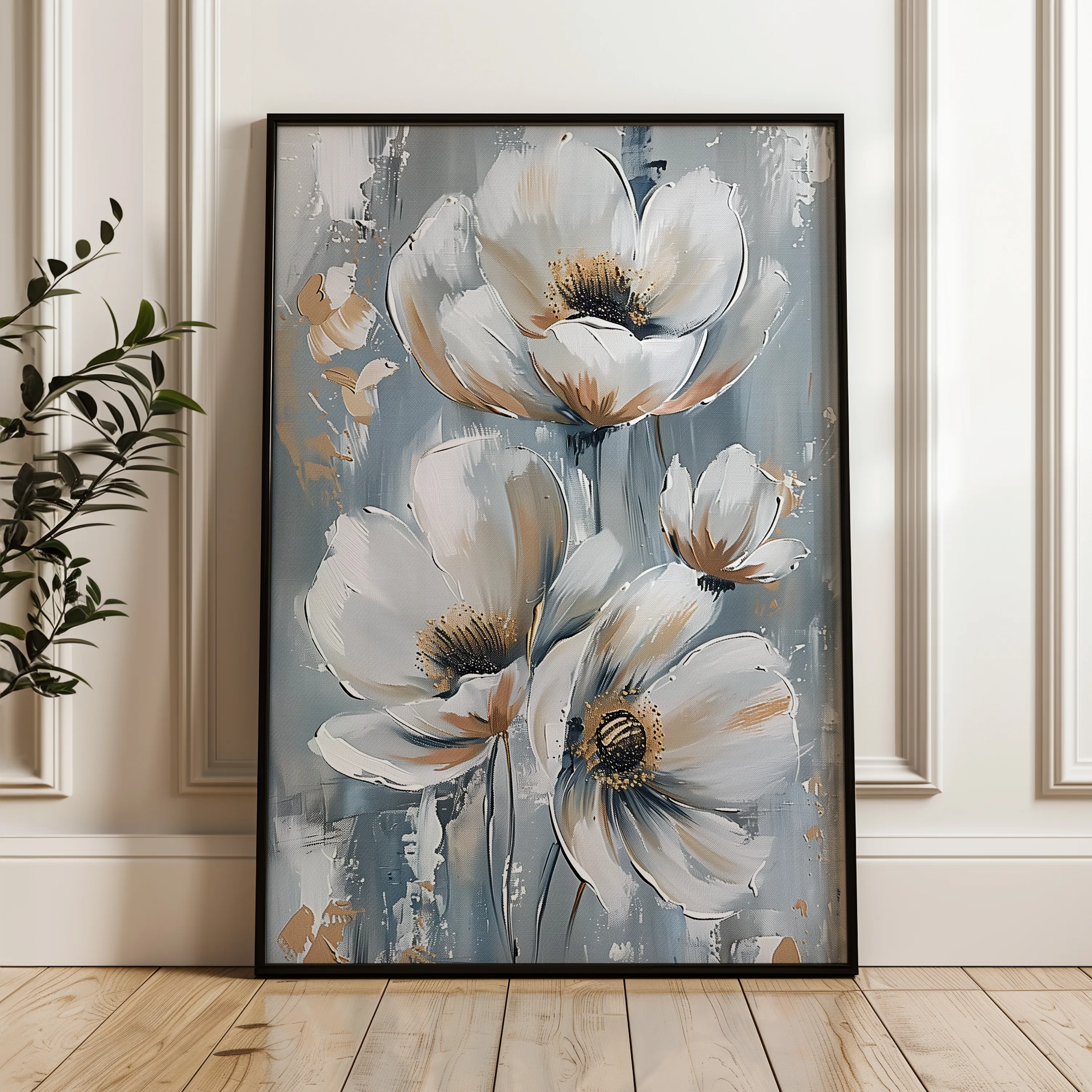 Floral 919 Canvas Art 60 x 40 cm / Black