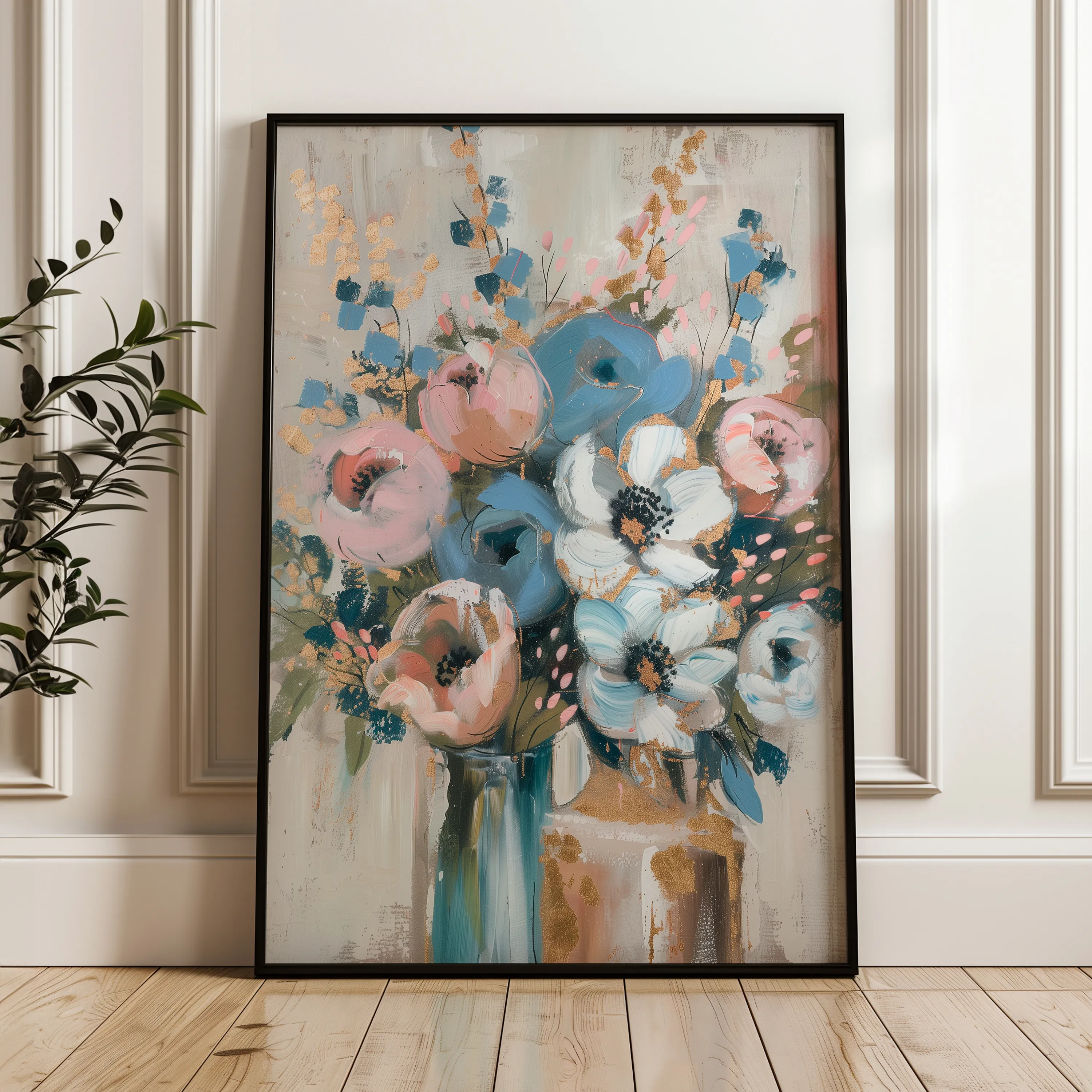 Floral 920 Canvas Art 60 x 40 cm / Black