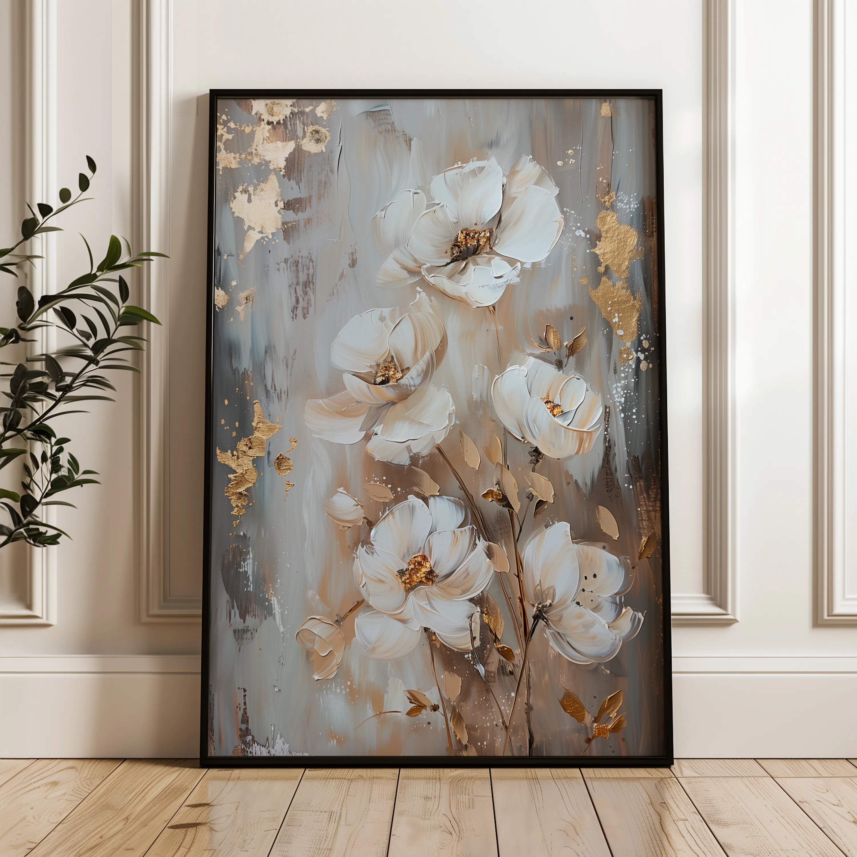Floral 922 Canvas Art 60 x 40 cm / Black