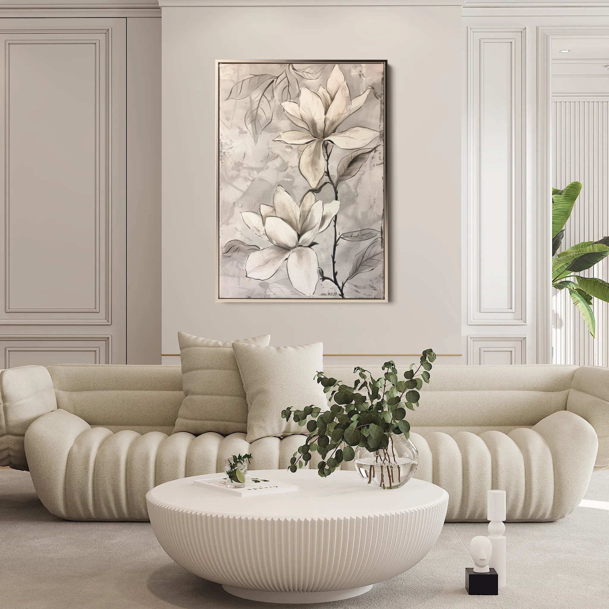 Floral 923 Canvas Art 60 x 40 cm / Black