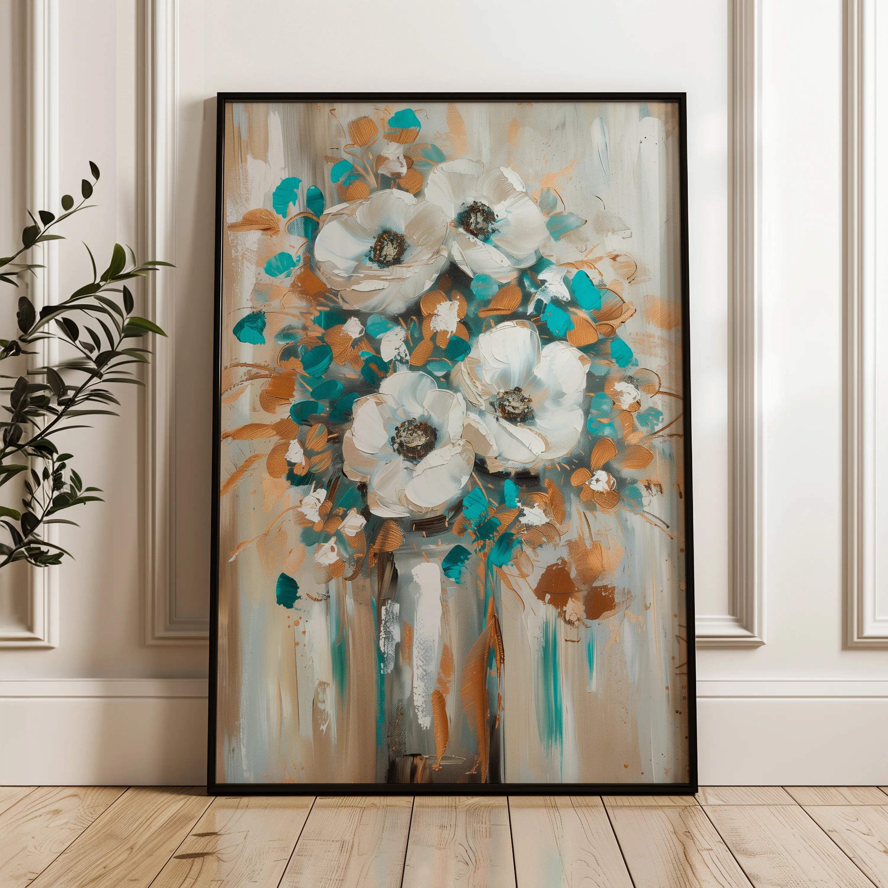 Floral 924 Canvas Art 60 x 40 cm / Black