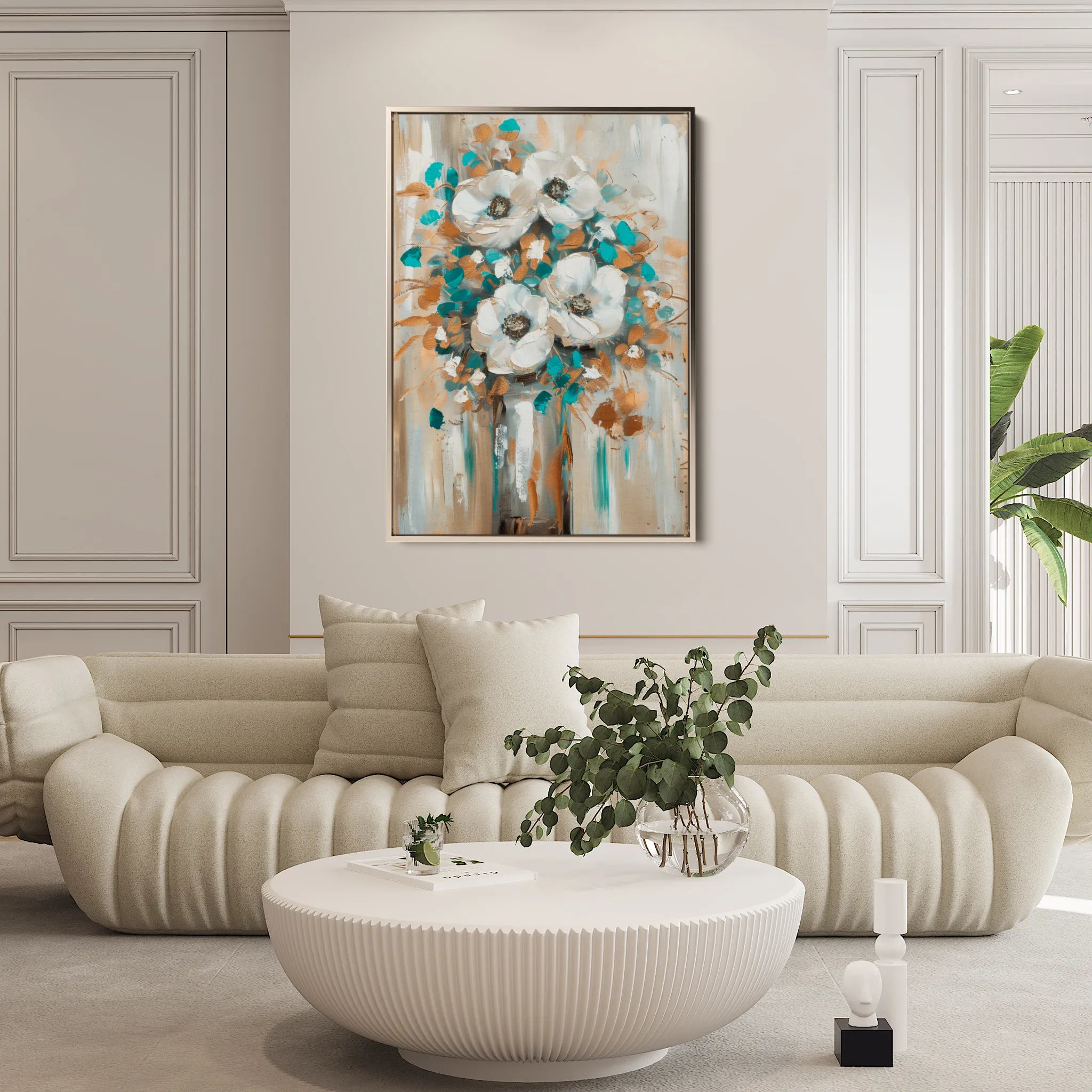 Floral 924 Canvas Art 60 x 40 cm / Black