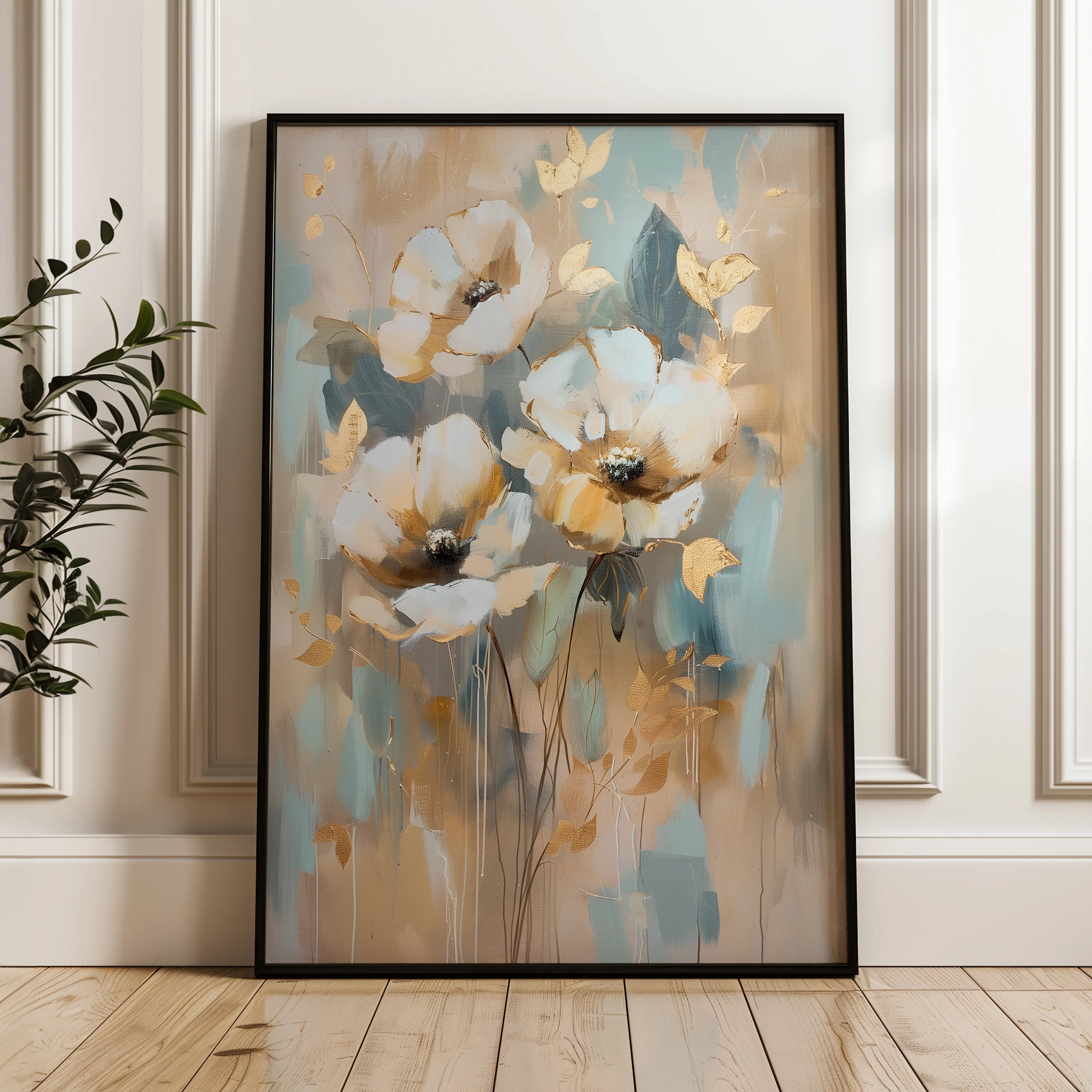 Floral 926 Canvas Art 60 x 40 cm / Black
