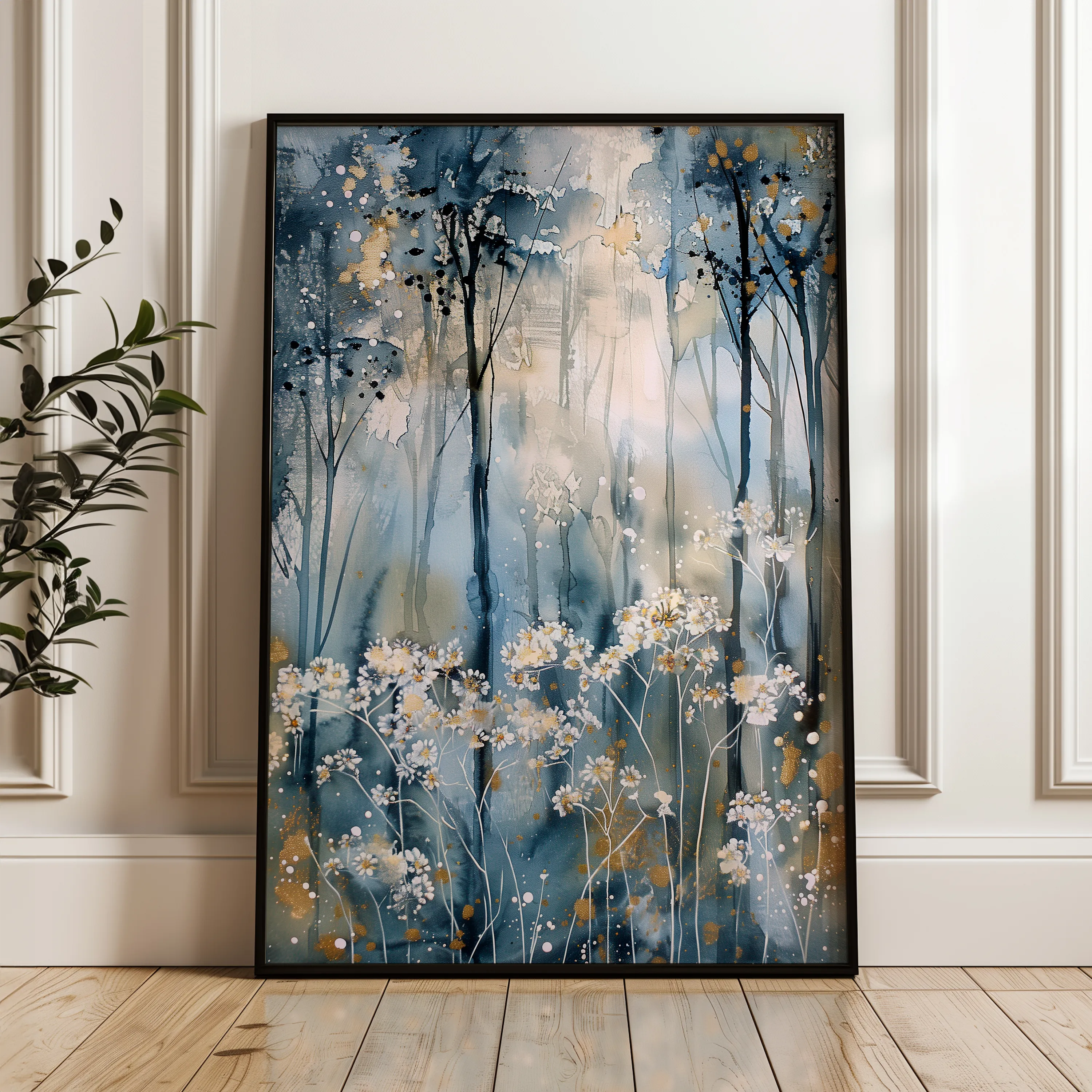 Floral 928 Canvas Art 60 x 40 cm / Black