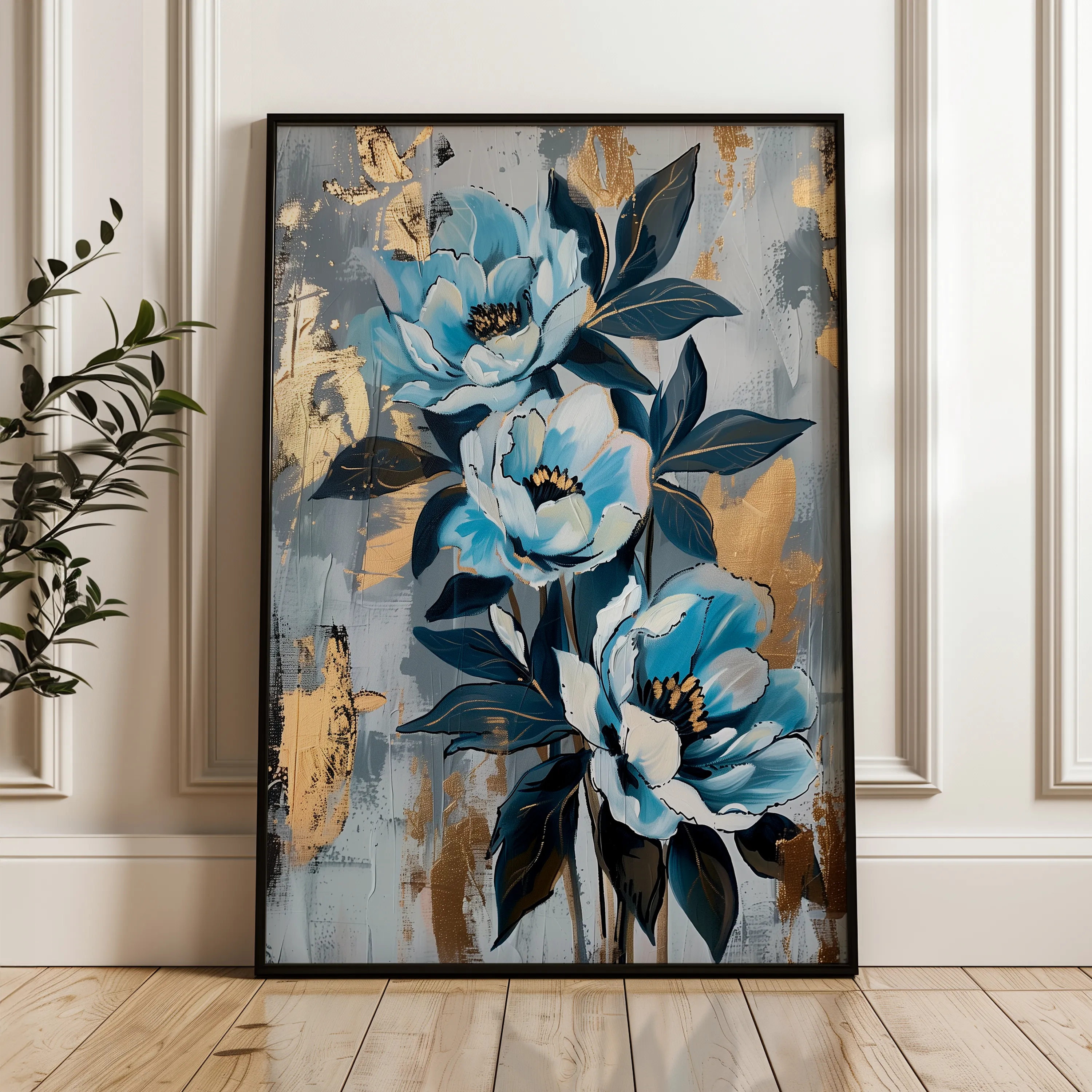 Floral 930 Canvas Art 60 x 40 cm / Black
