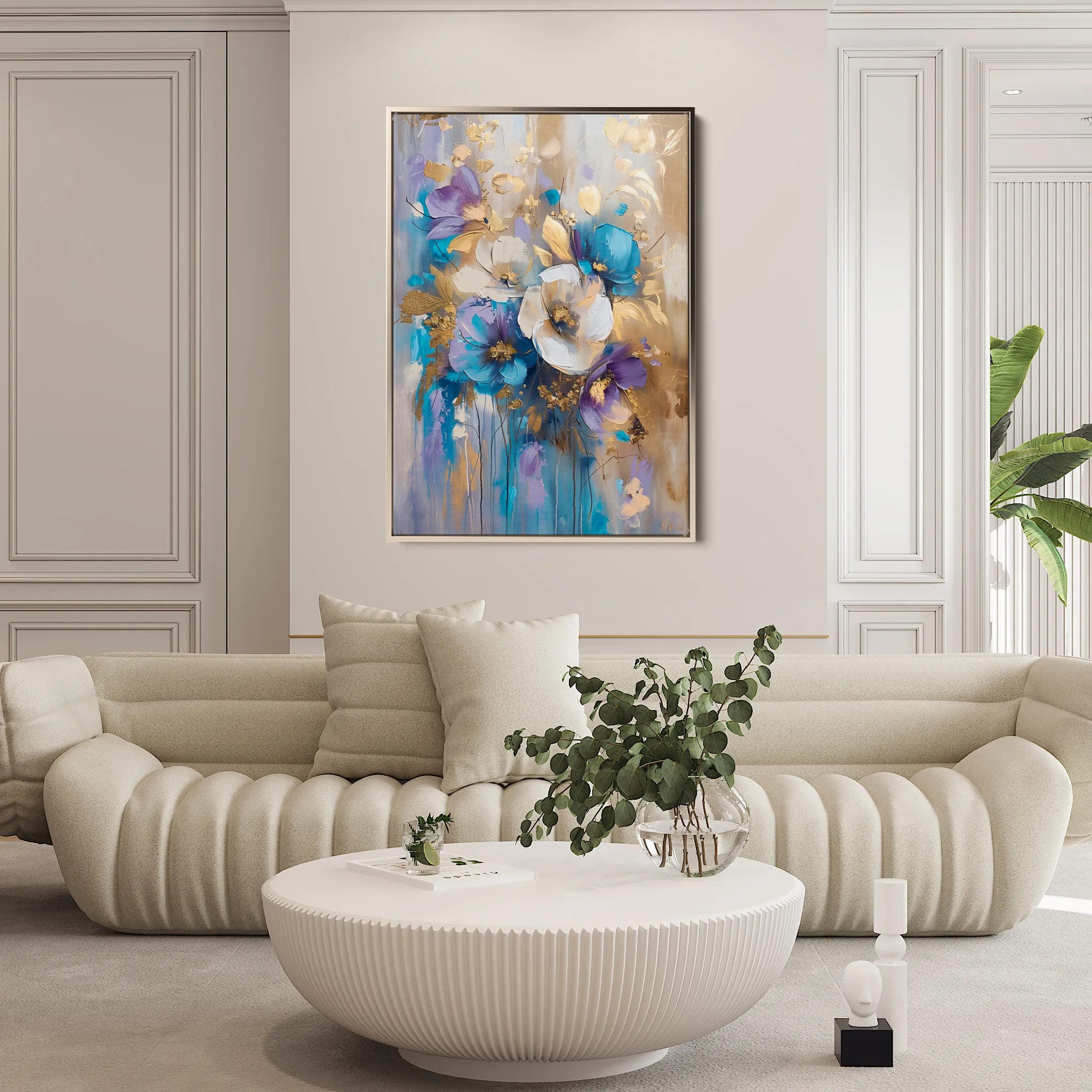 Floral 931 Canvas Art 60 x 40 cm / Black