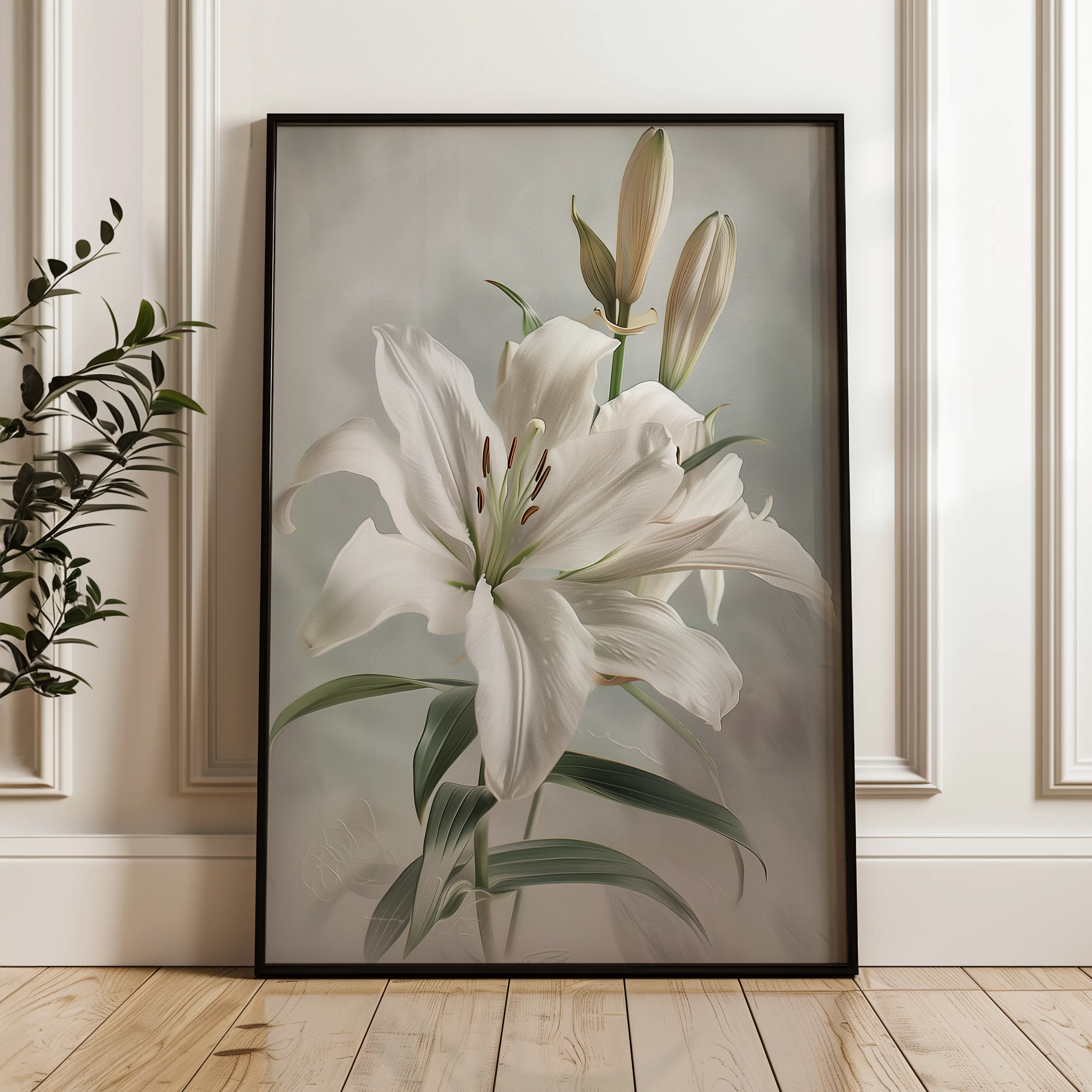 Floral 932 Canvas Art 60 x 40 cm / Black