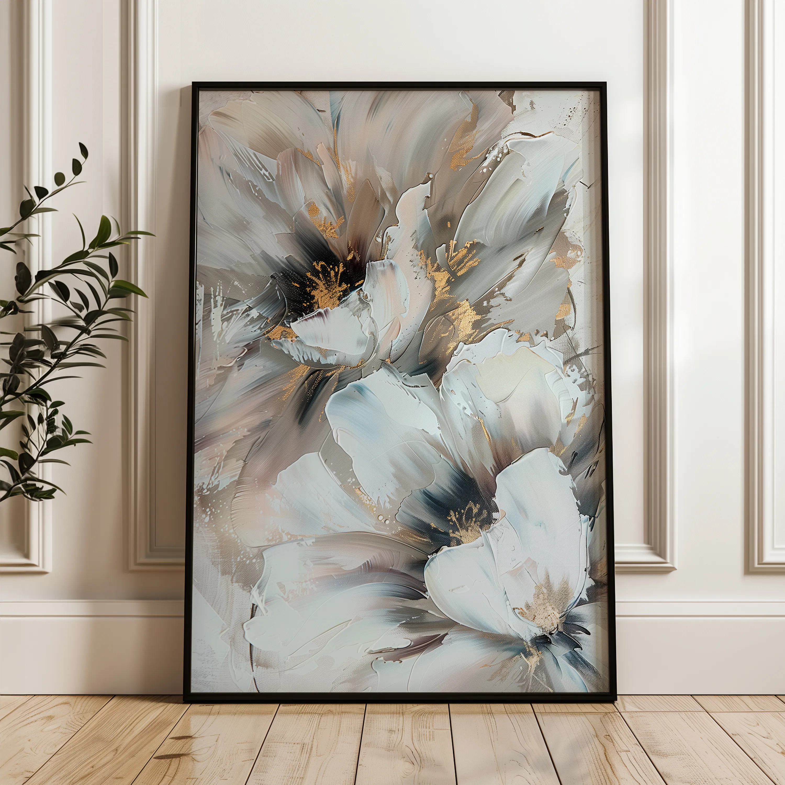 Floral 933 Canvas Art 60 x 40 cm / Black