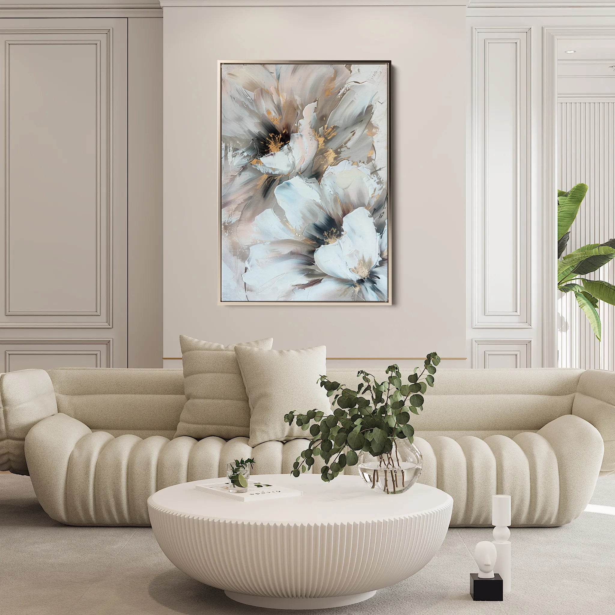 Floral 933 Canvas Art 60 x 40 cm / Black