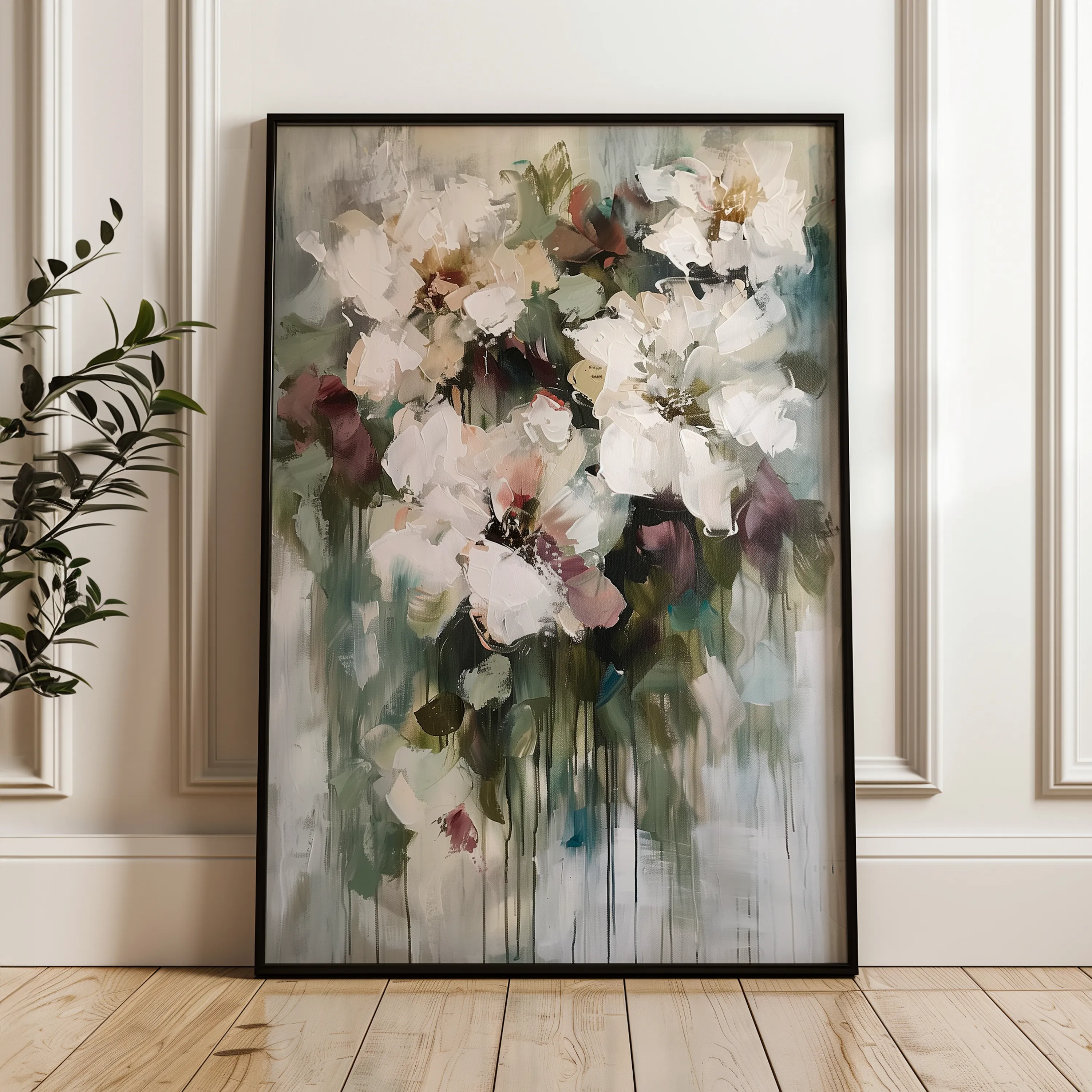 Floral 934 Canvas Art 60 x 40 cm / Black