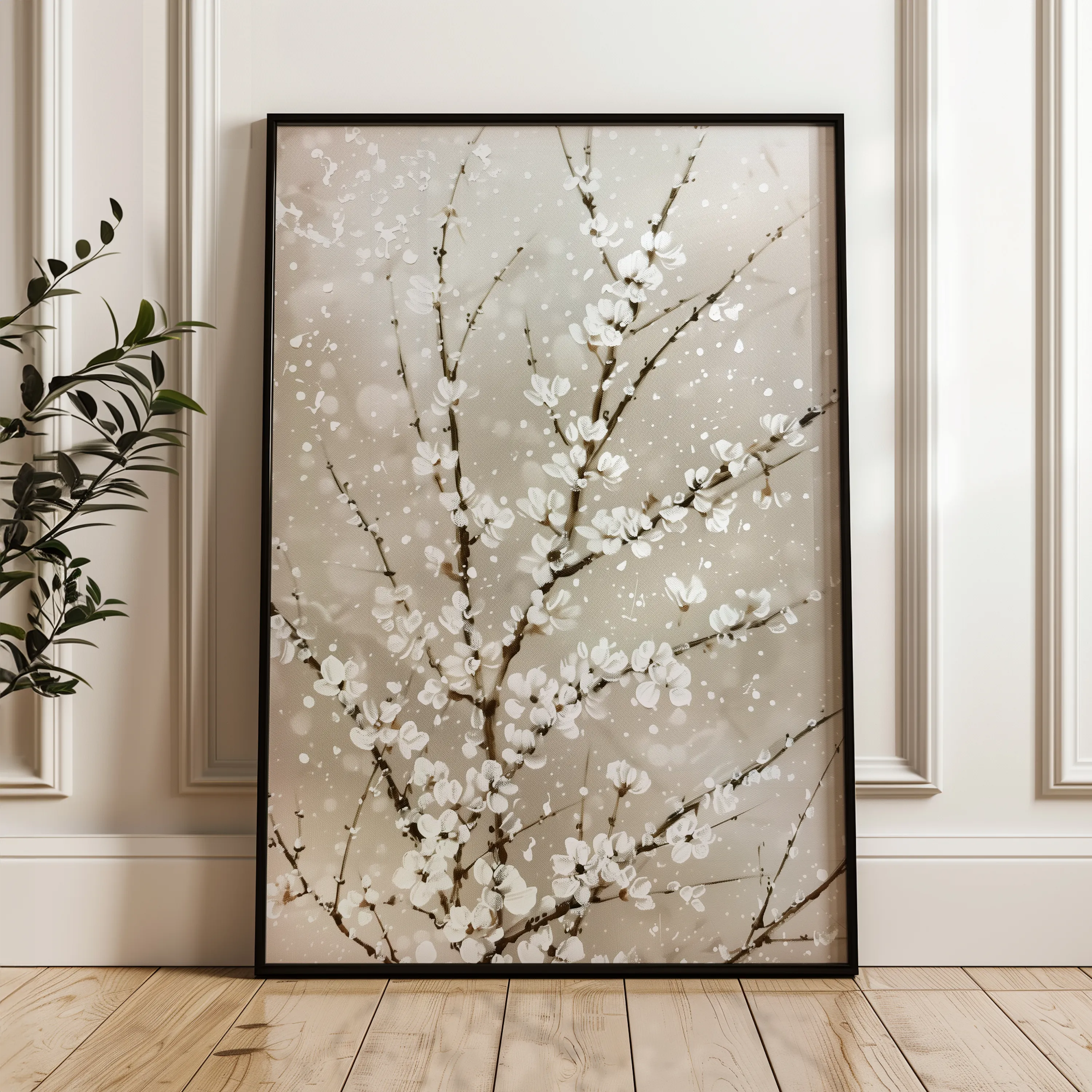 Floral 935 Canvas Art 60 x 40 cm / Black