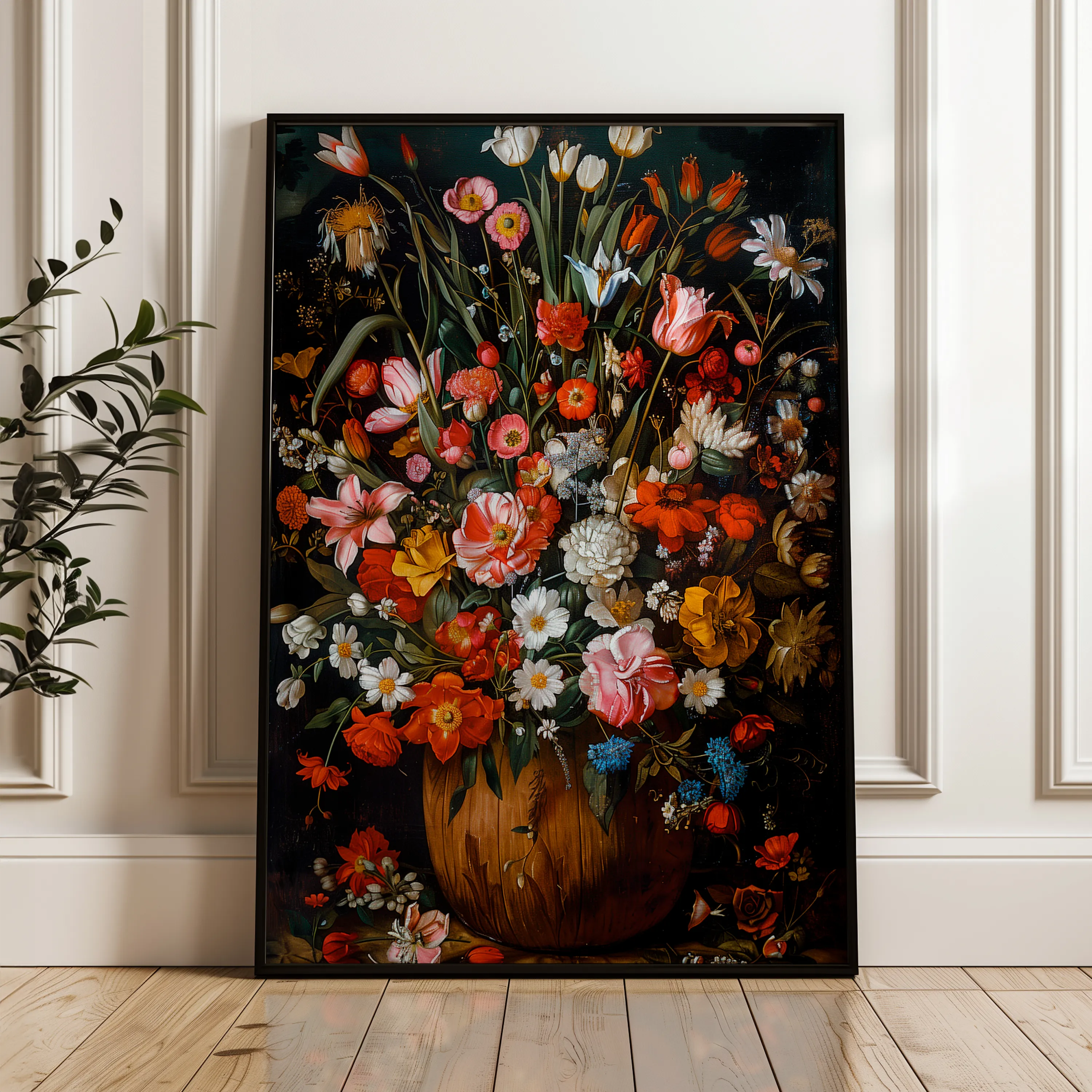 Floral 936 Canvas Art 60 x 40 cm / Black