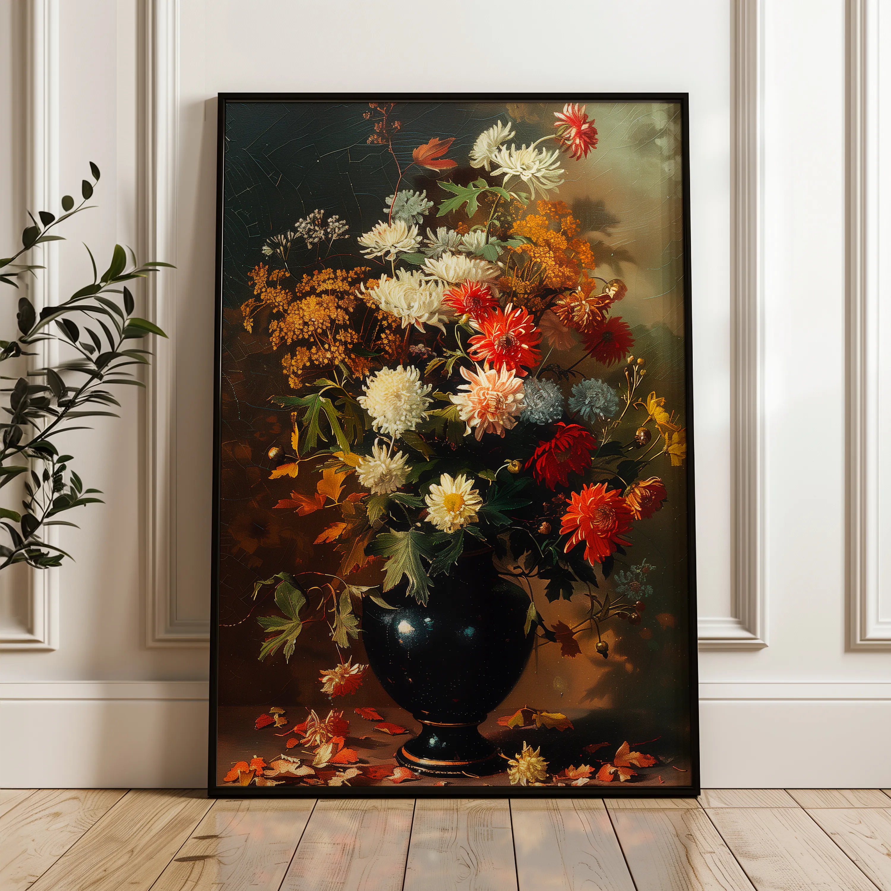 Floral 937 Canvas Art 60 x 40 cm / Black