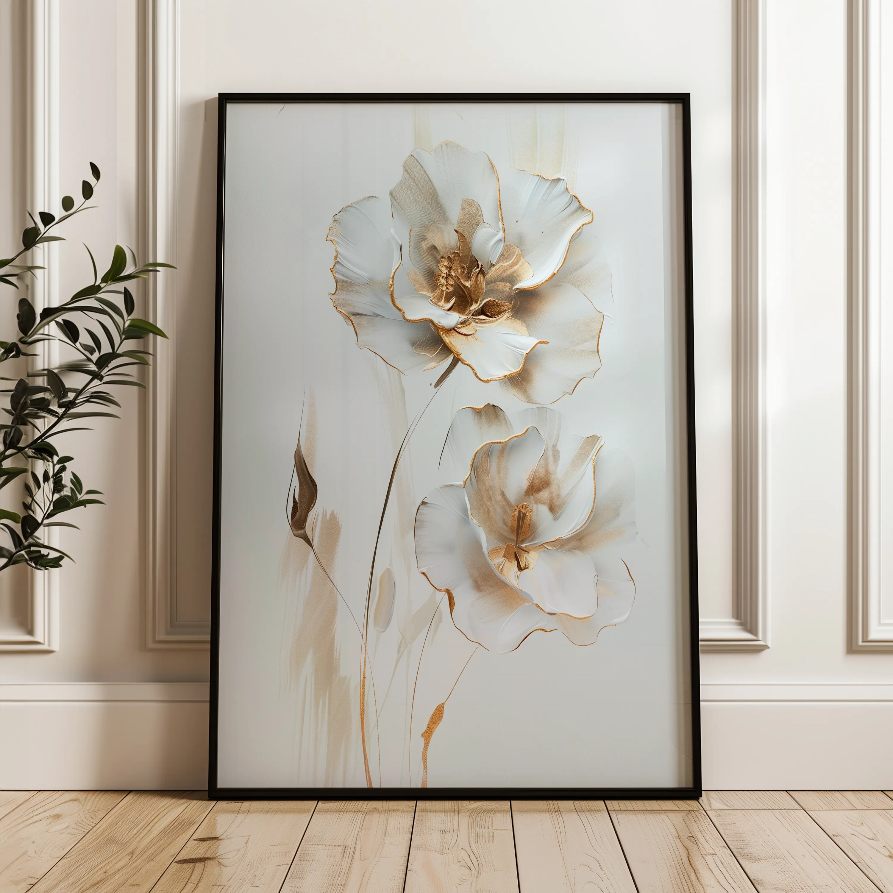Floral 938 Canvas Art 60 x 40 cm / Black