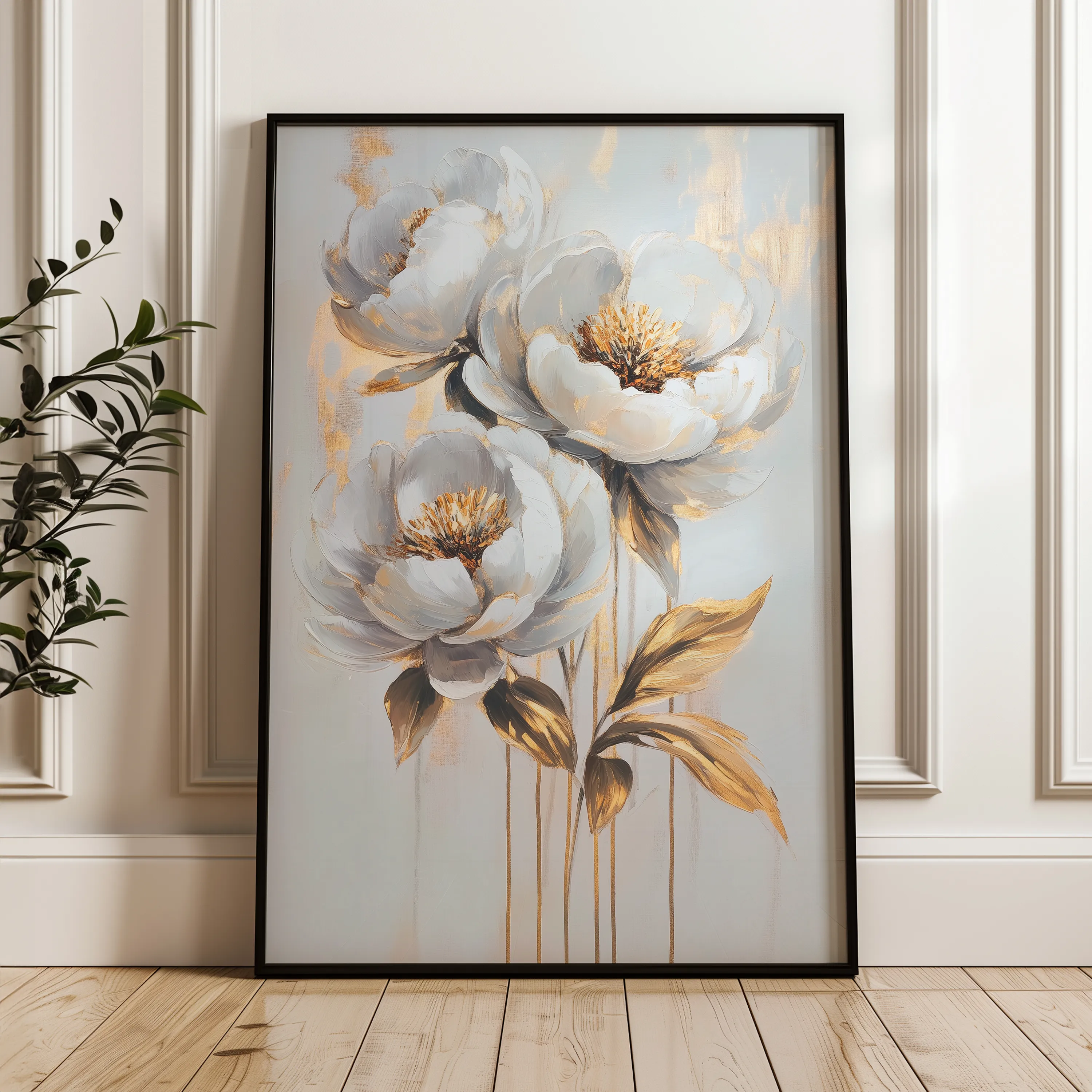 Floral 939 Canvas Art 60 x 40 cm / Black
