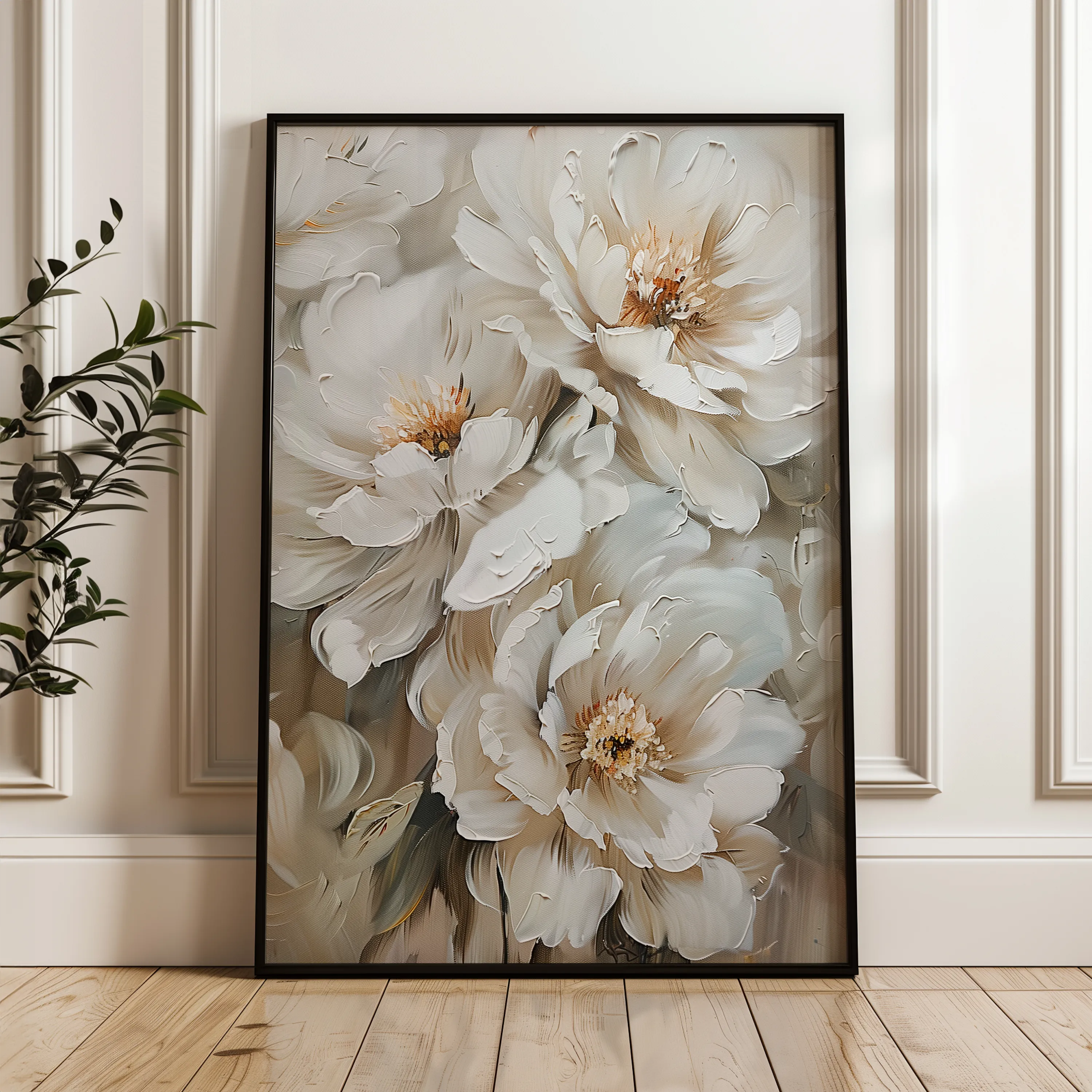 Floral 941 Canvas Art 60 x 40 cm / Black
