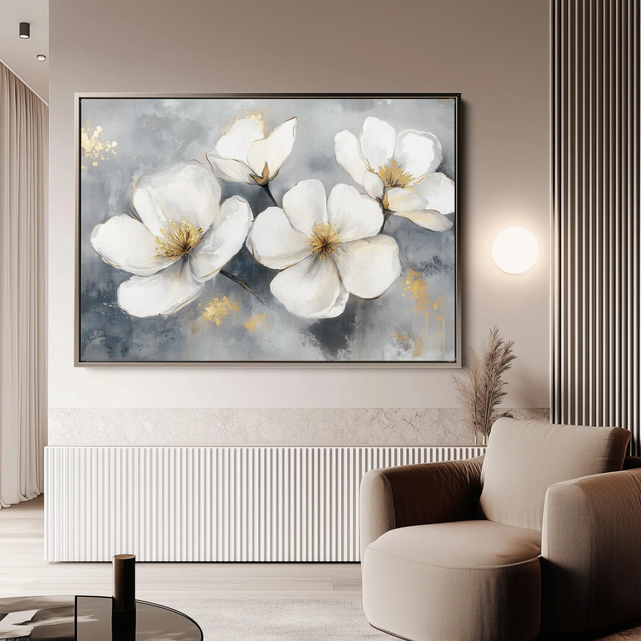 Floral 942 Canvas Art 60 x 40 cm / Black