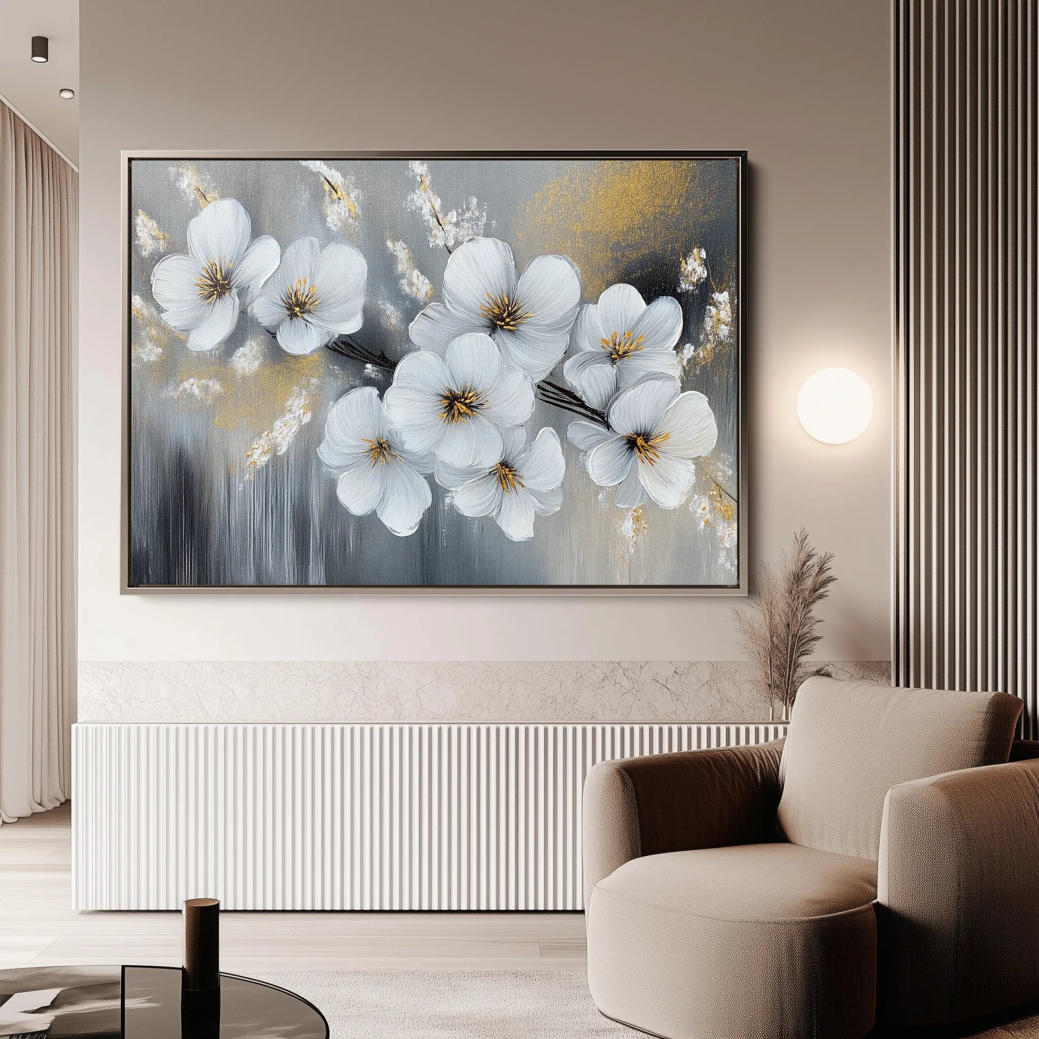 Floral 945 Canvas Art 60 x 40 cm / Black
