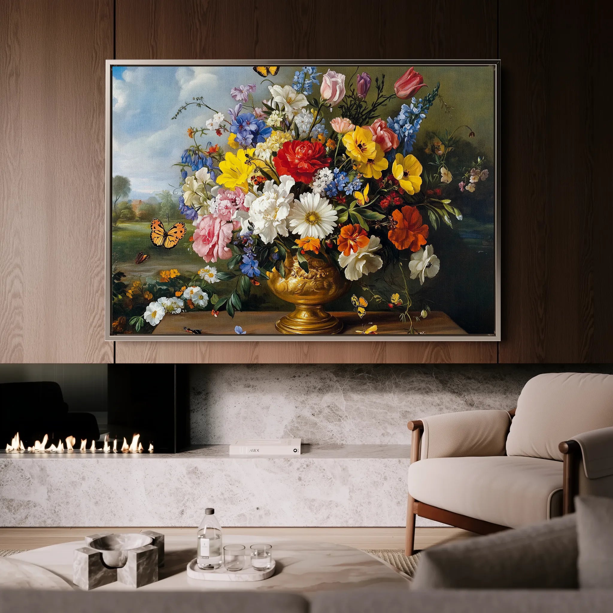 Floral 952 Canvas Art 60 x 40 cm / Black