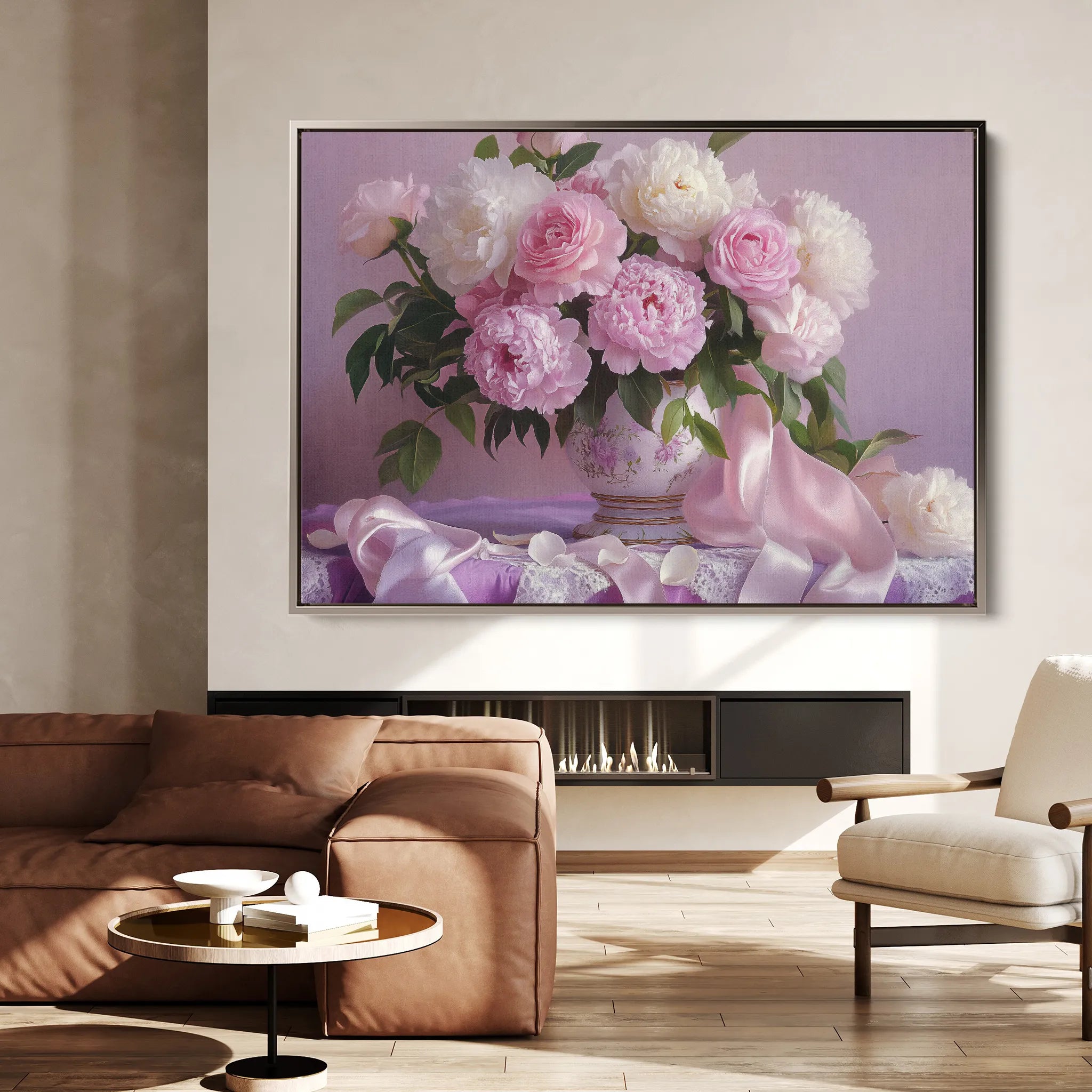 Floral 956 Canvas Art 60 x 40 cm / Black