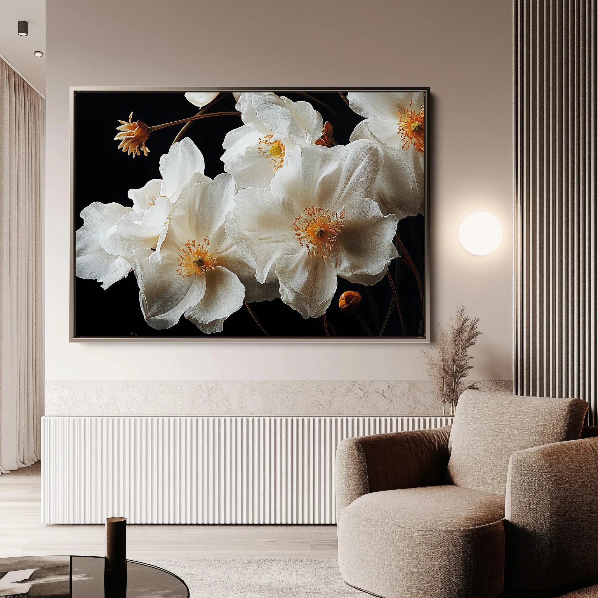 Floral 960 Canvas Art 60 x 40 cm / Black
