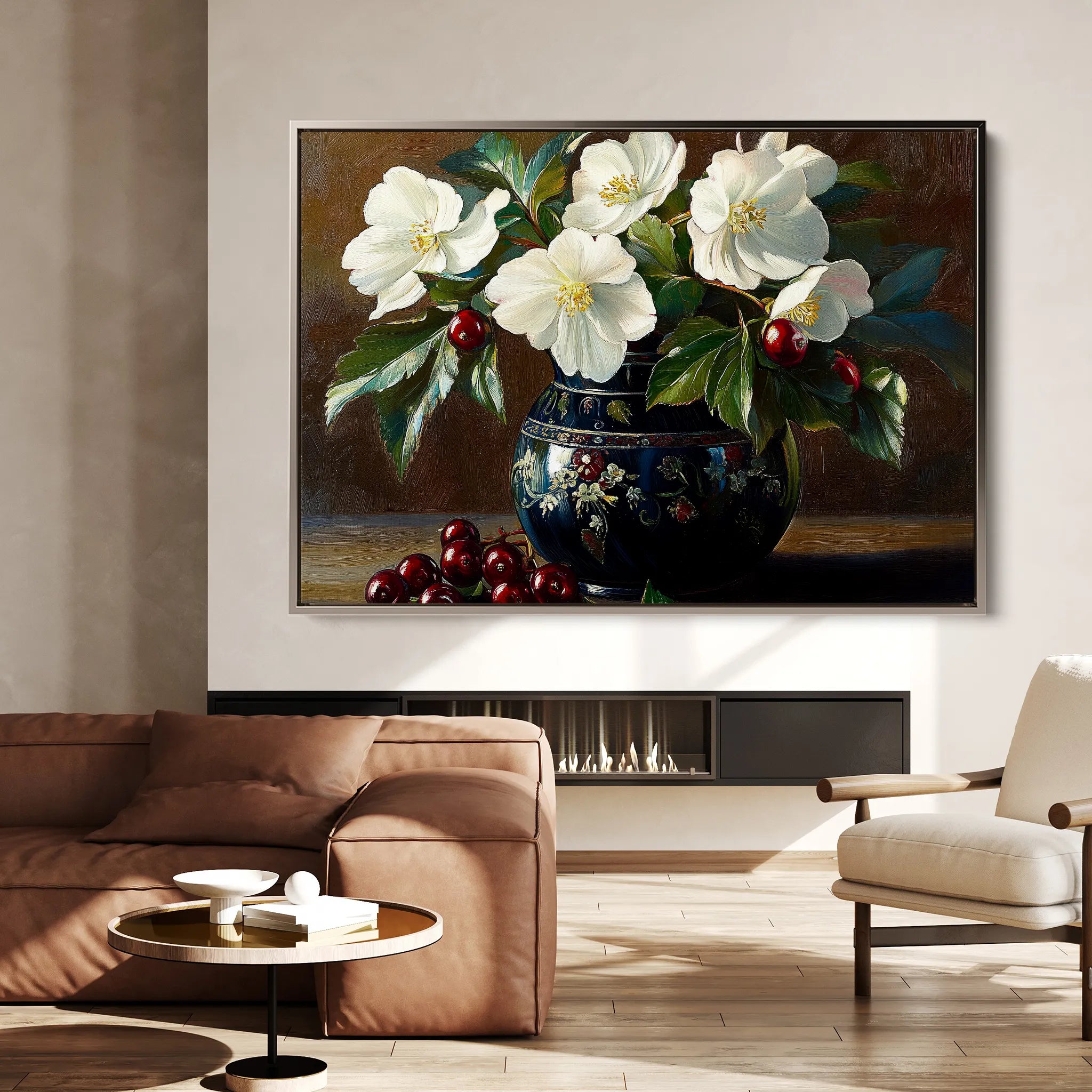 Floral 962 Canvas Art 60 x 40 cm / Black