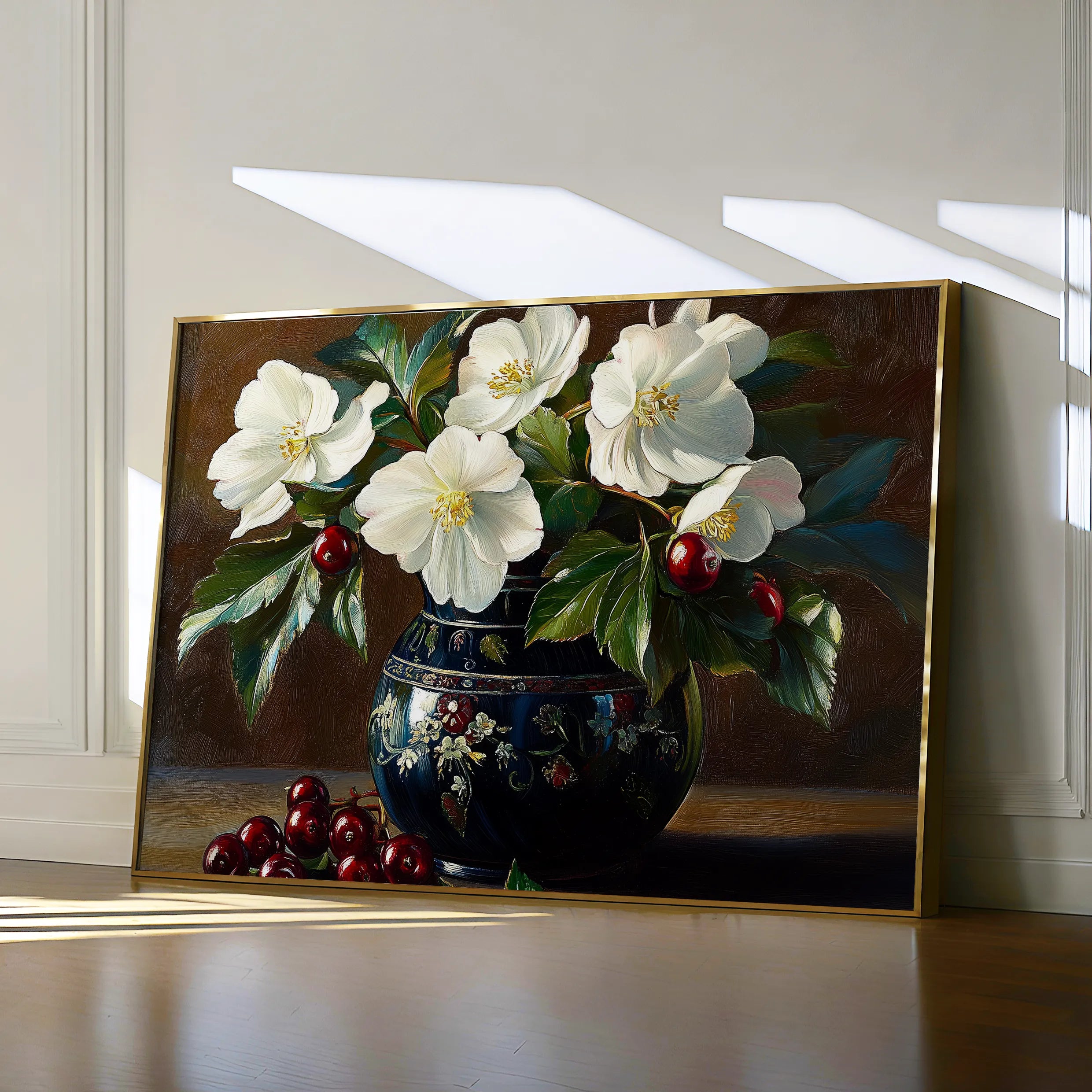 Floral 962 Canvas Art 60 x 40 cm / Black